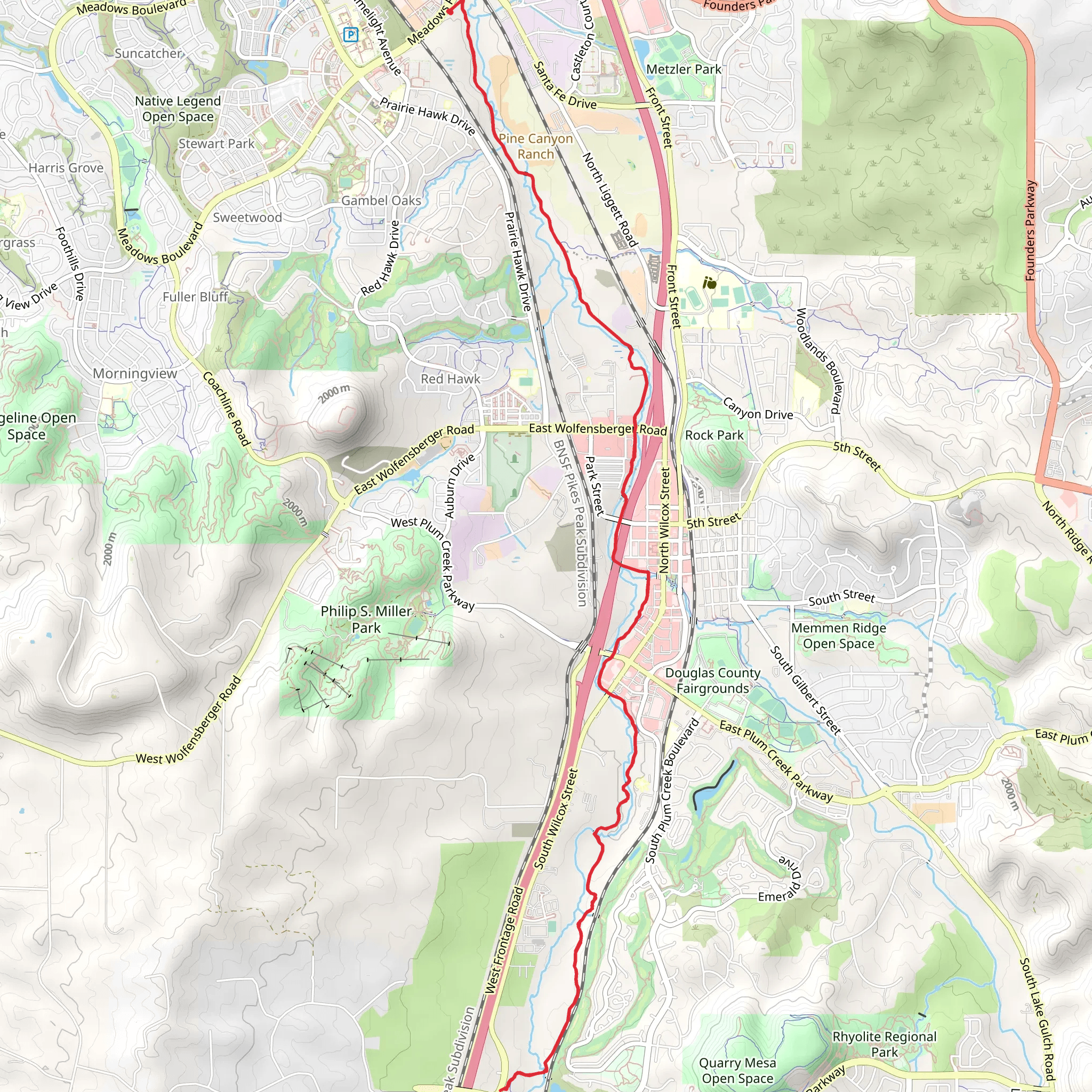 East Plum Creek Trail mobile static map
