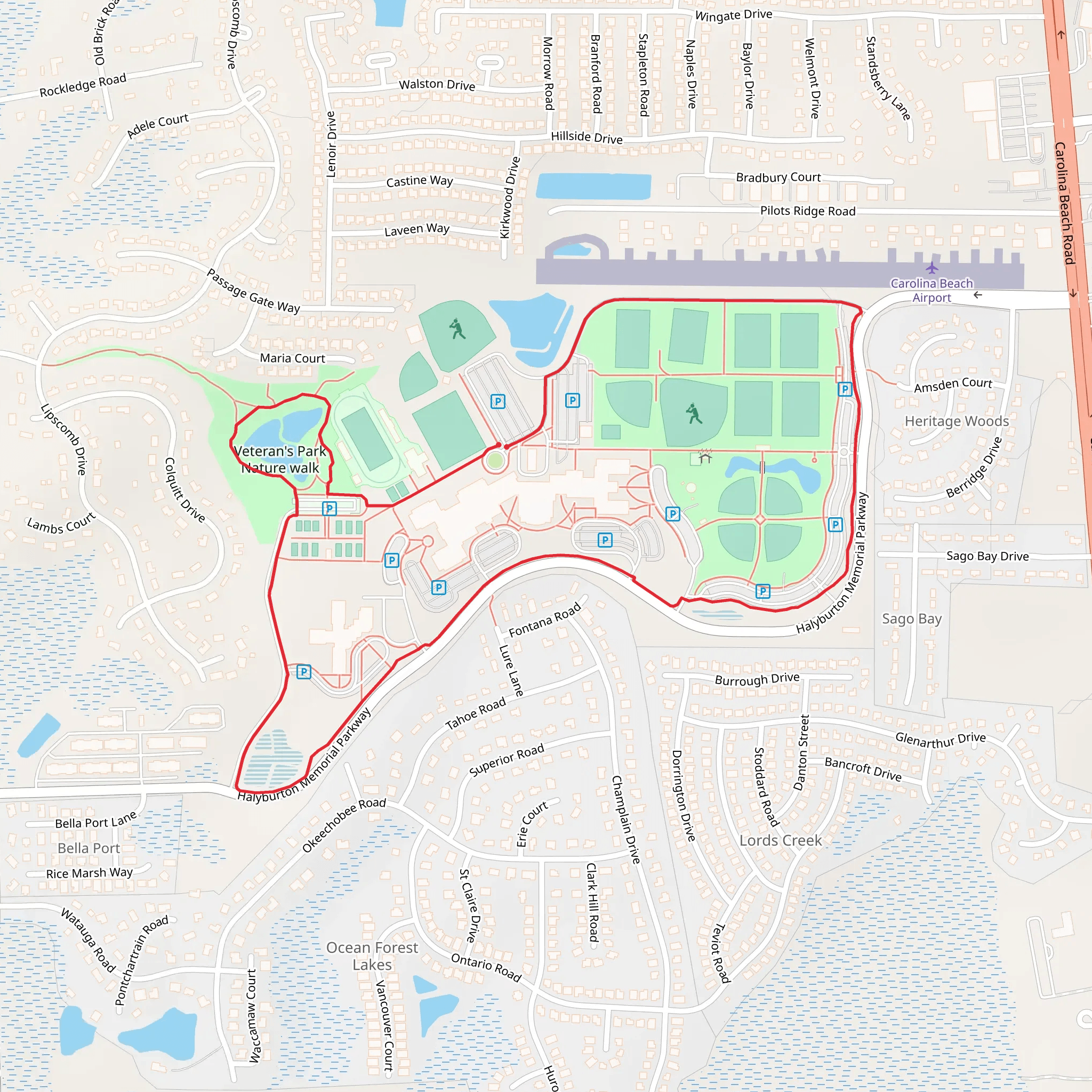 Veteran's Park Loop - Long mobile static map