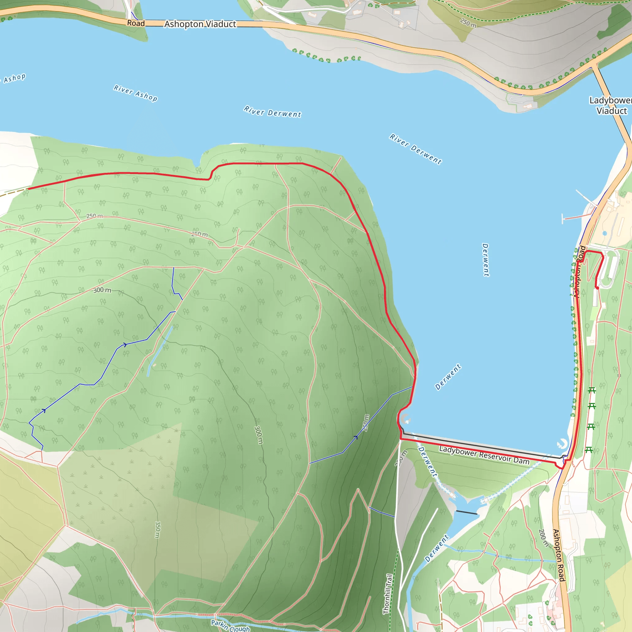 Ladybower Reservoir Route mobile static map