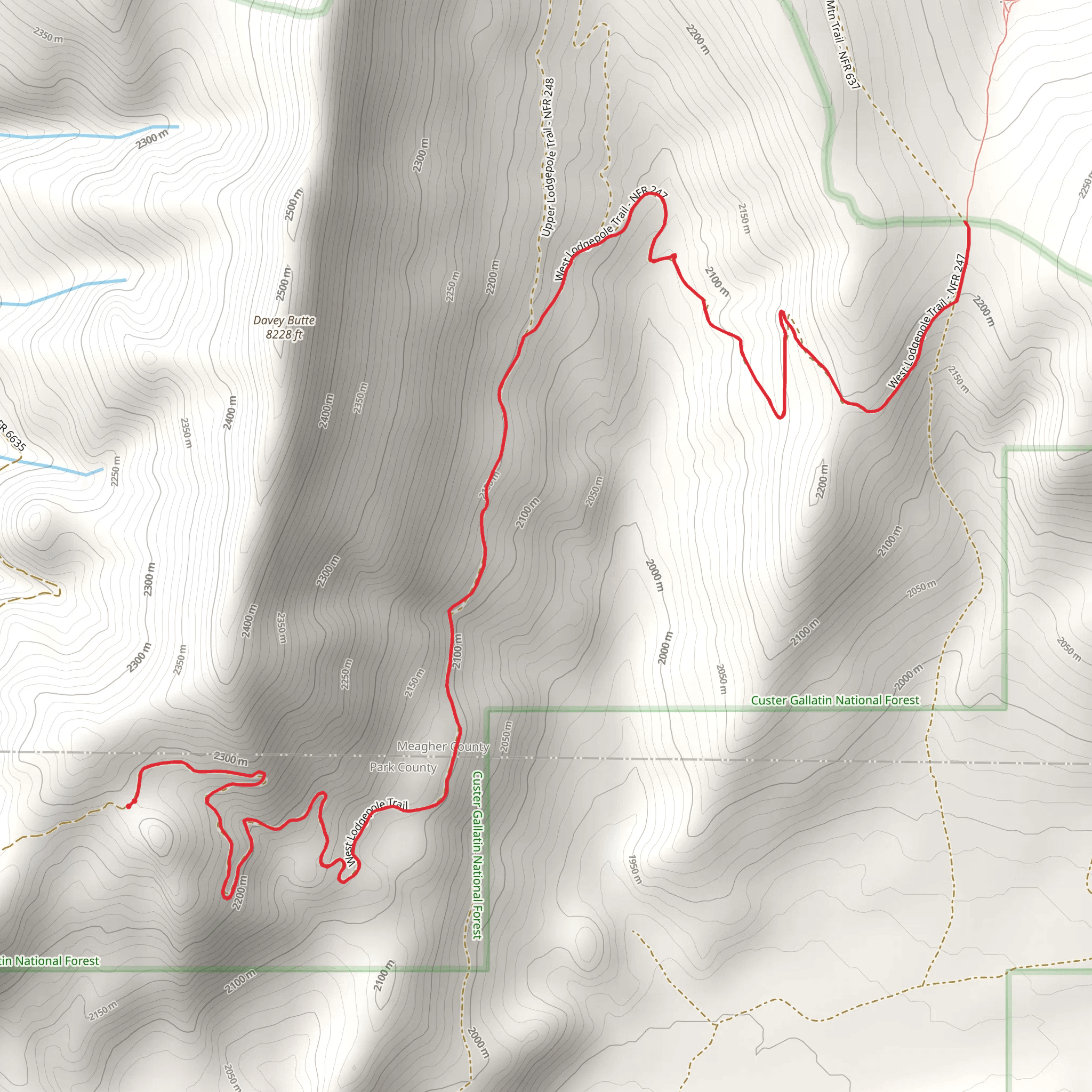 West Lodgepole Trail mobile static map