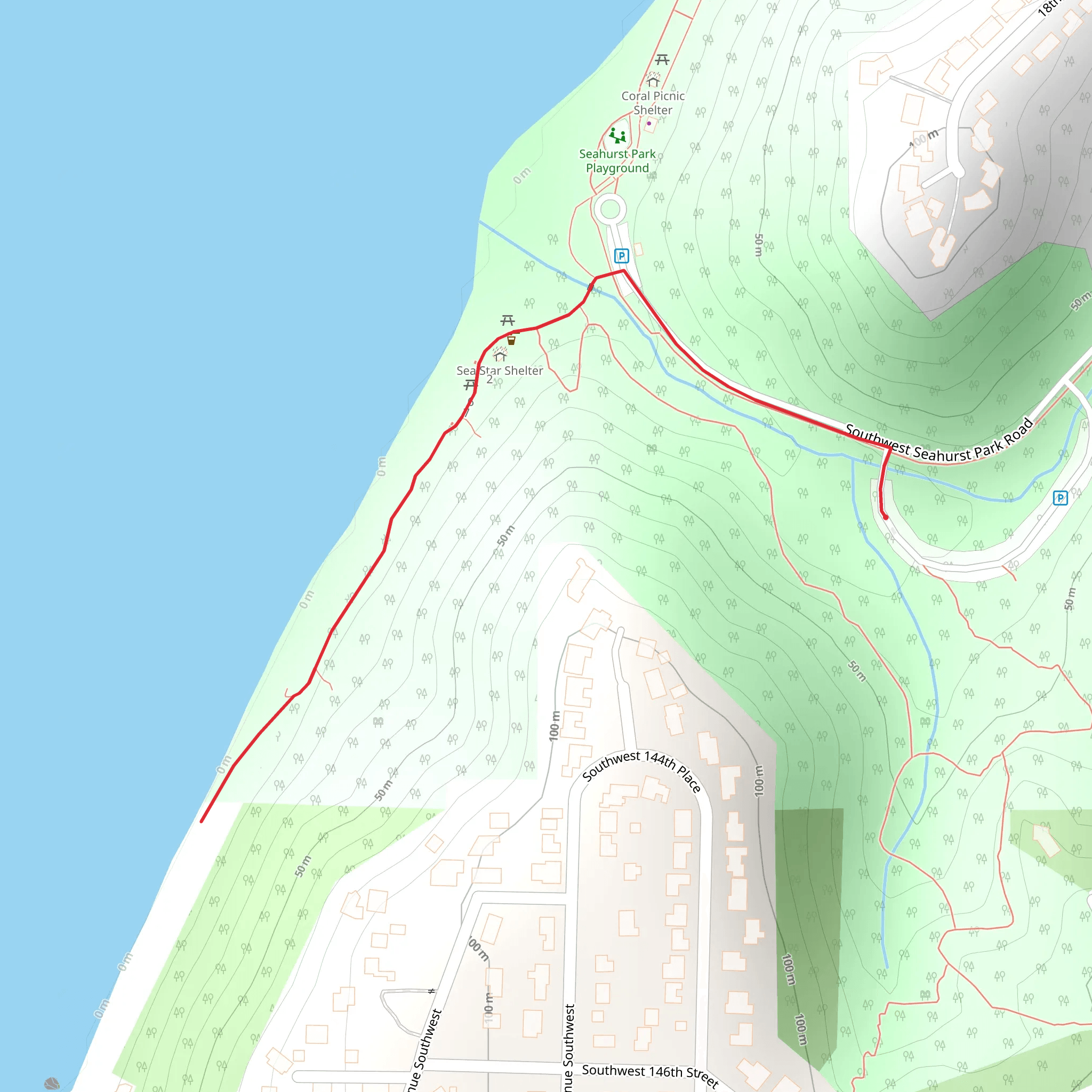 Seahurst Park and Beach Walk mobile static map