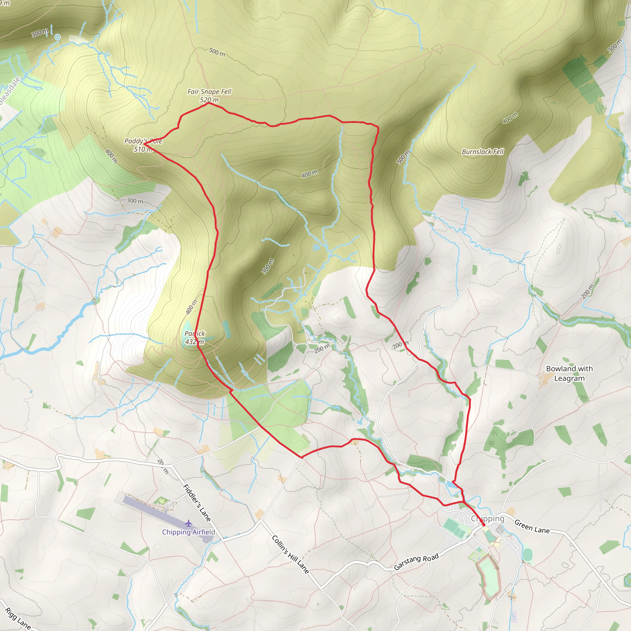 Saddle Fell - Fair Snape Fell and Parlick from Chipping mobile static map
