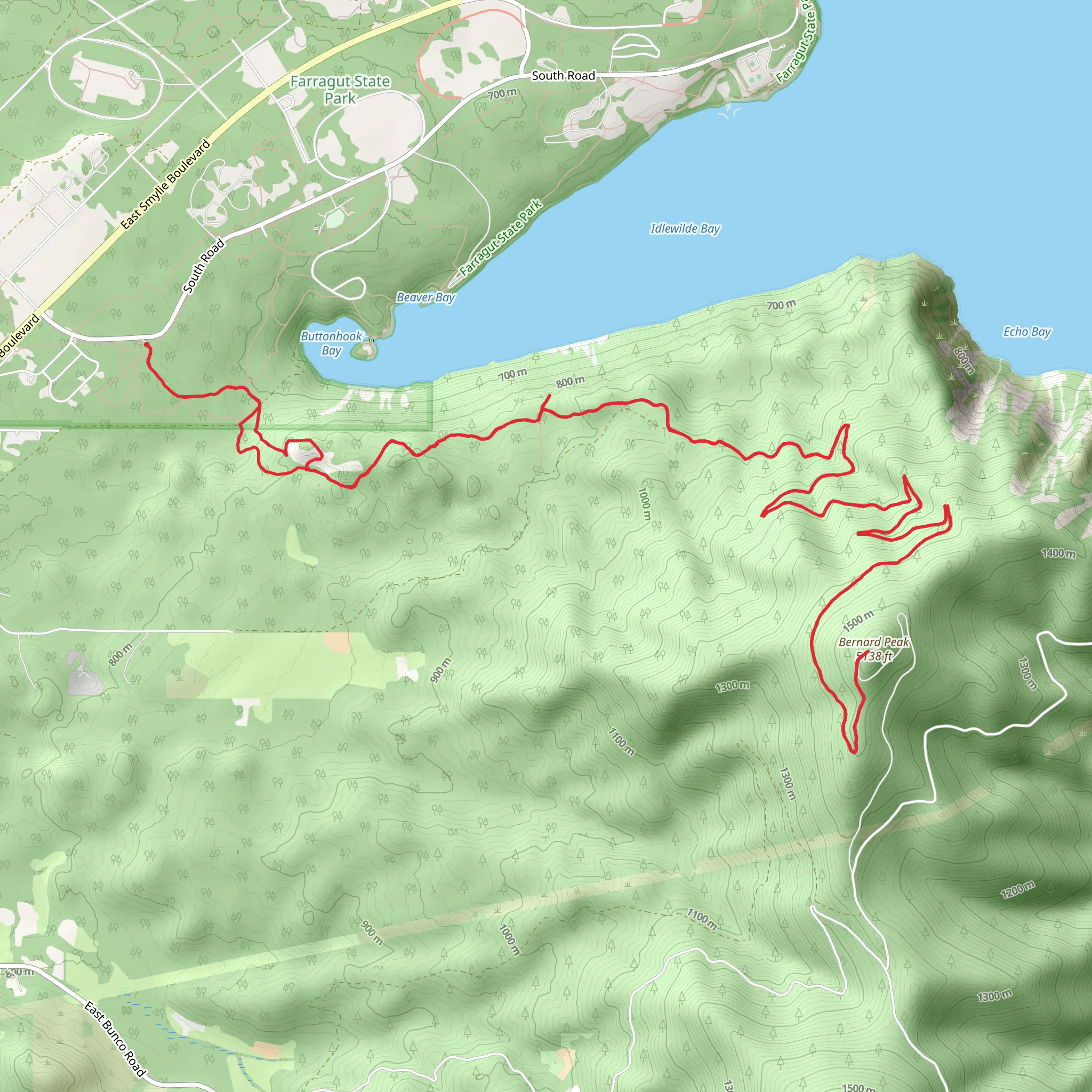 Bernard Peak from South Road mobile static map
