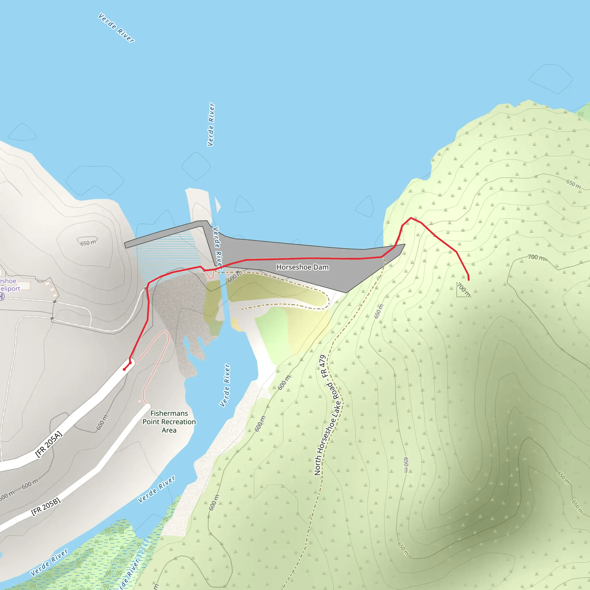 Horseshoe Reservoir Dam Walk mobile static map