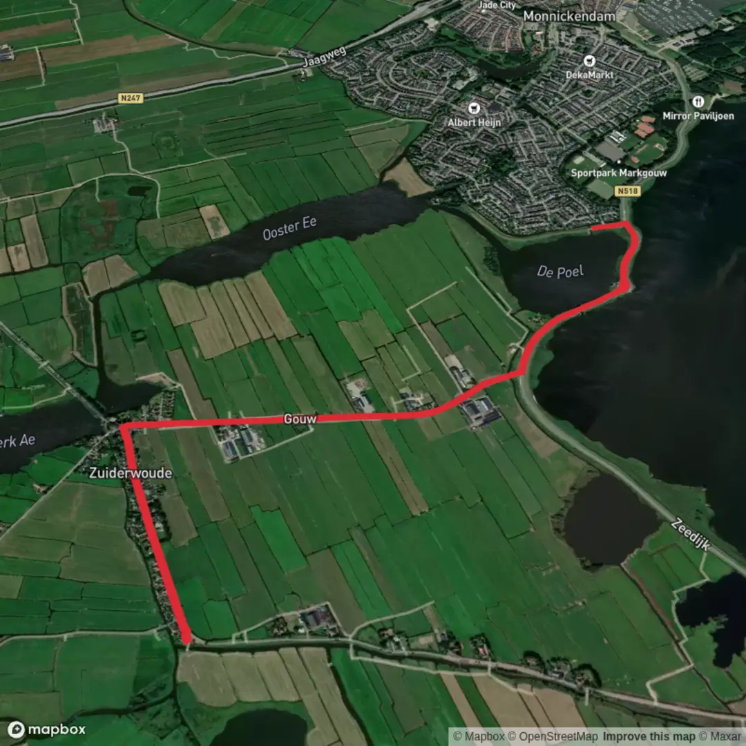 An image depicting the trail De Pool Out and Back and its surrounding area.