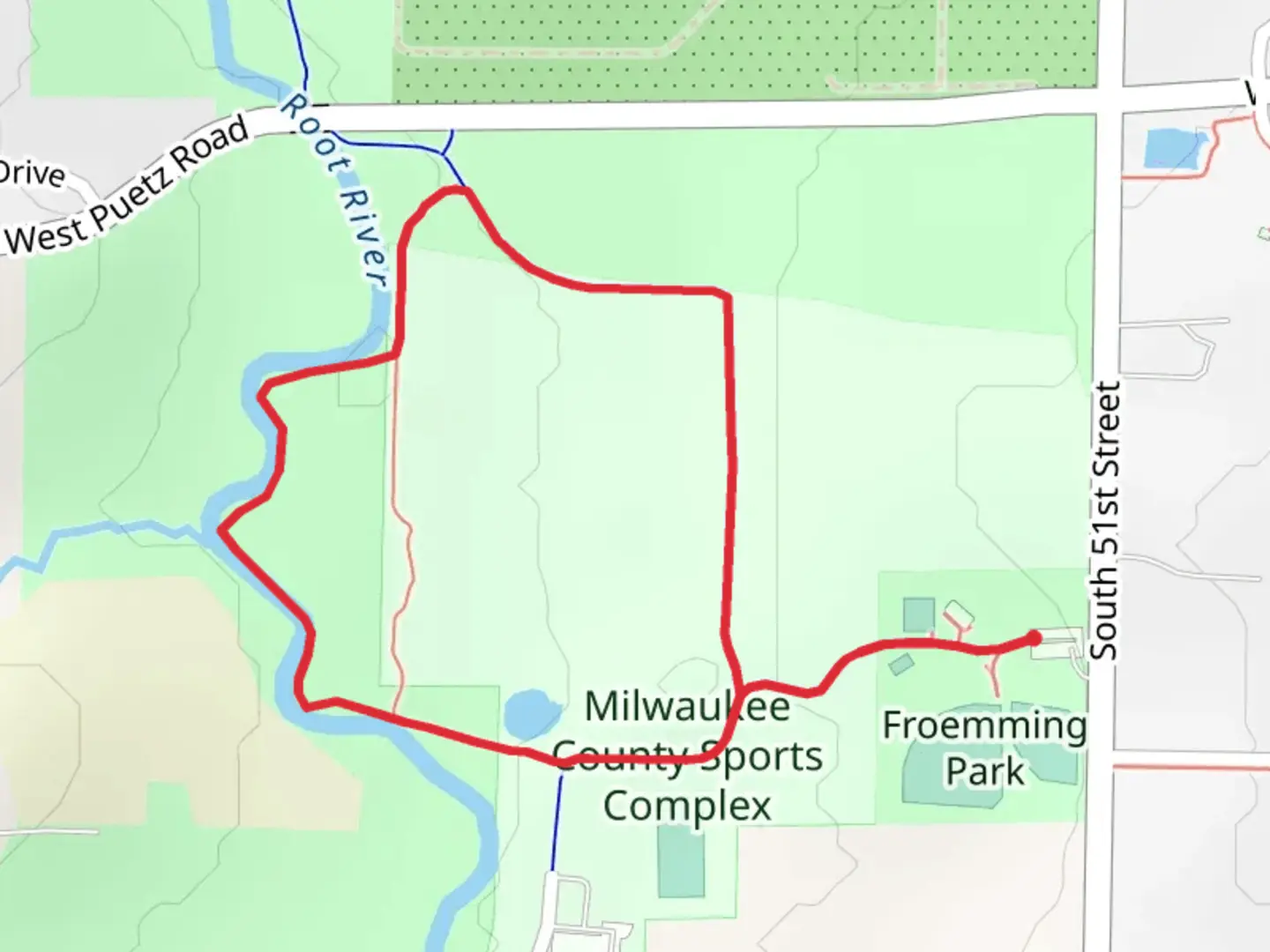 An image depicting the trail Froemming Park and its surrounding area.