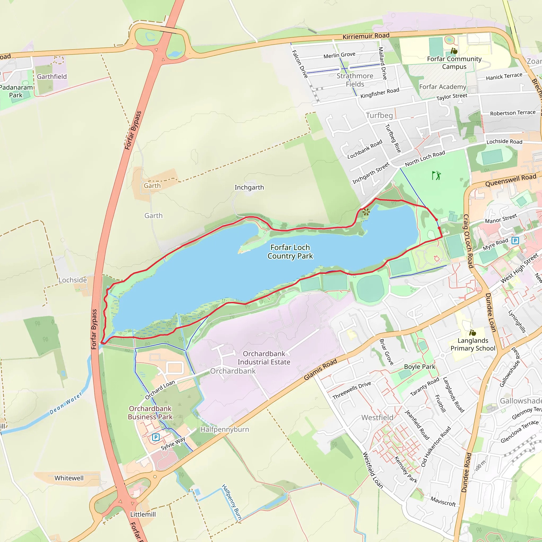 Forfar Loch Country Park mobile static map