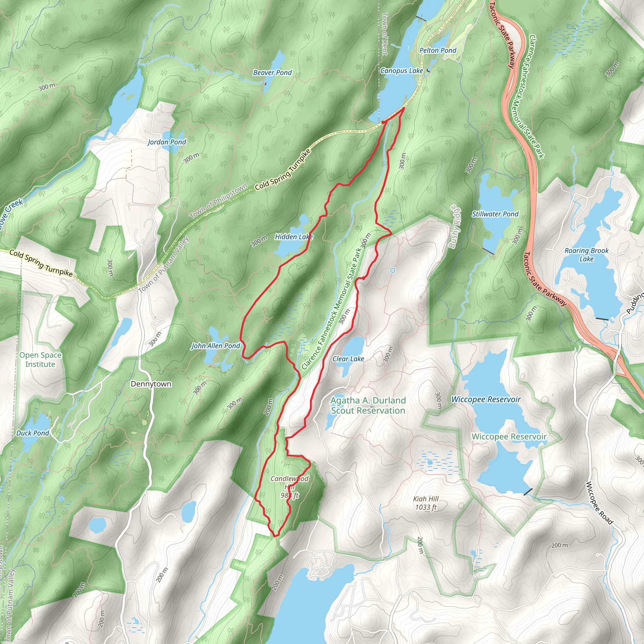 Candlewood Hill Loop Trail via Canopus Lake mobile static map