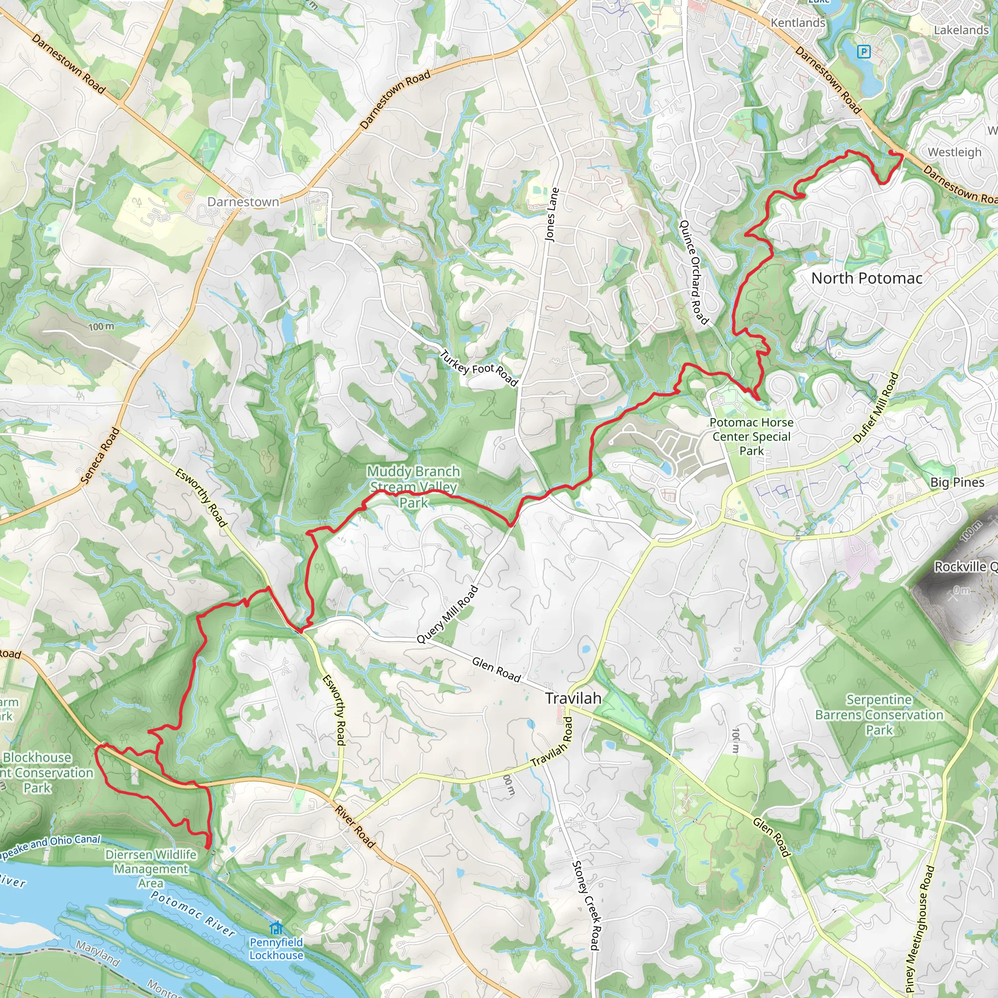 Muddy Branch Greenway Trail Out and Back mobile static map