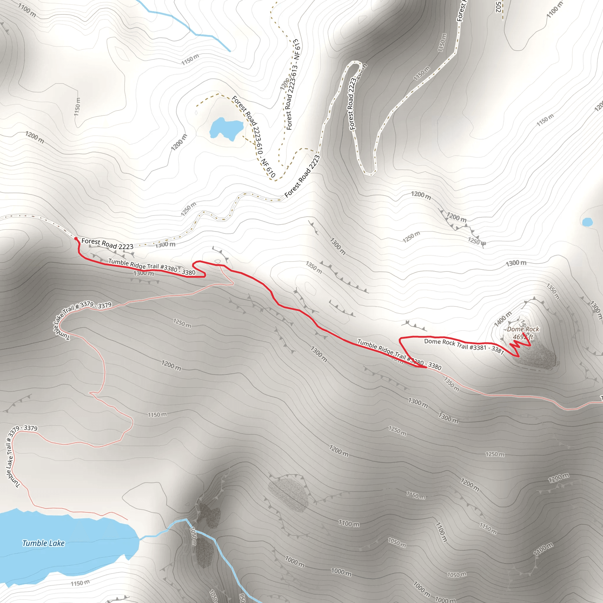 Dome Rock via Tumble Lake Trail mobile static map