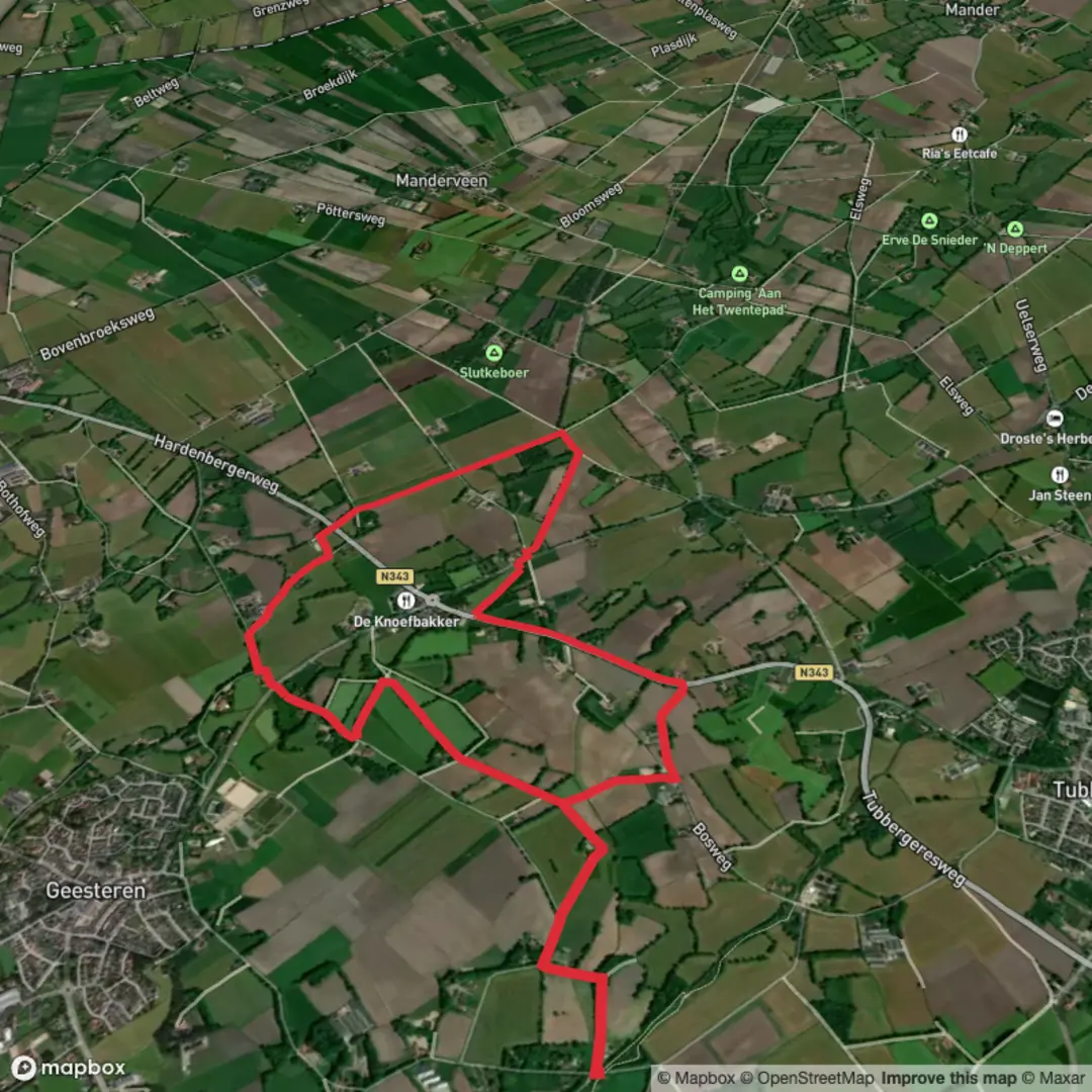 An image depicting the trail Vretveldsche and Molenhoek Loop and its surrounding area.