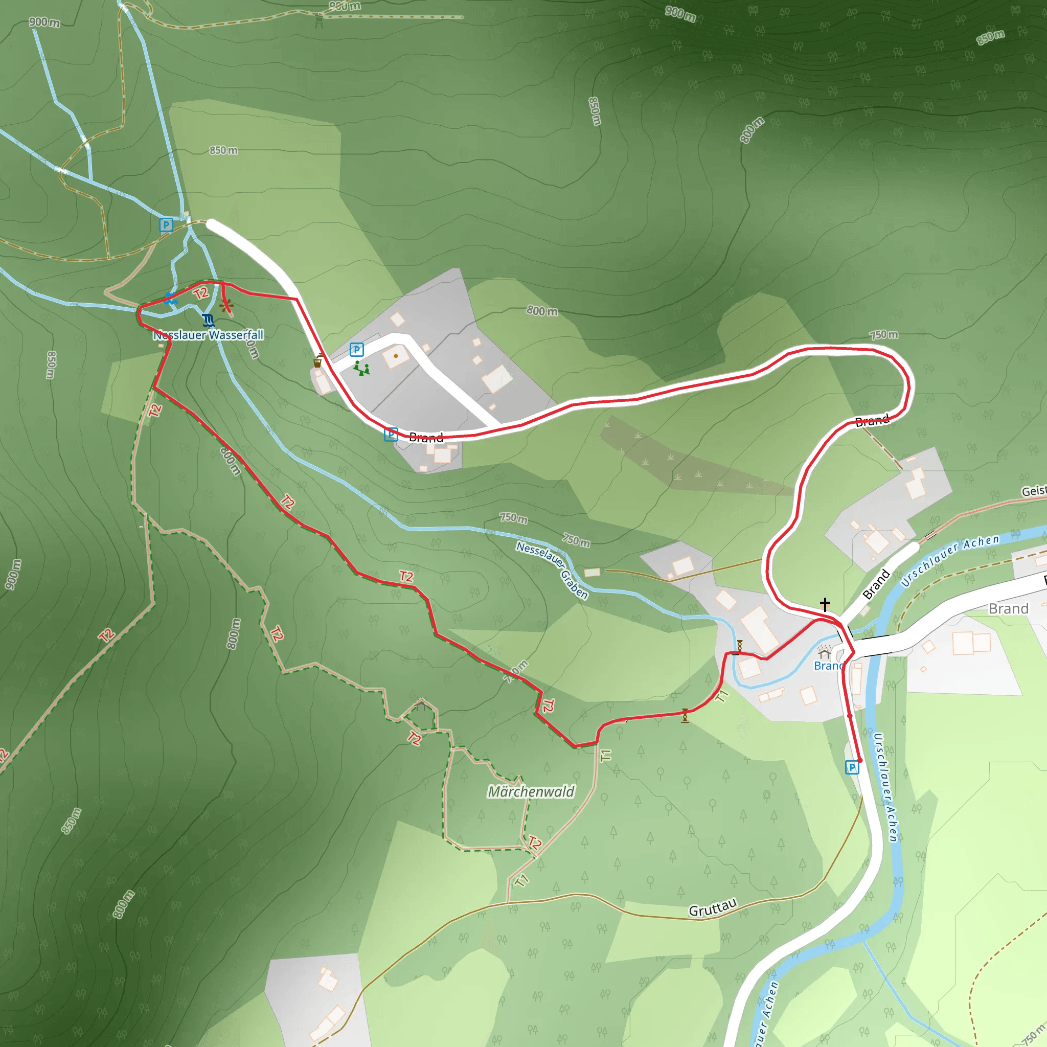 Nesslauer Wasserfall Loop mobile static map