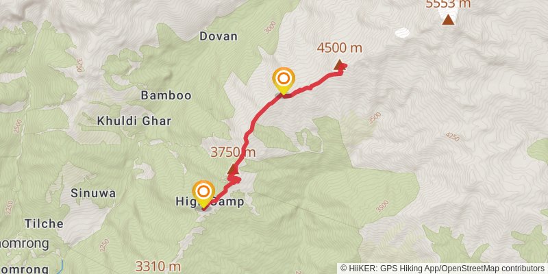 Mardi Himal Trek stage 3 Map
