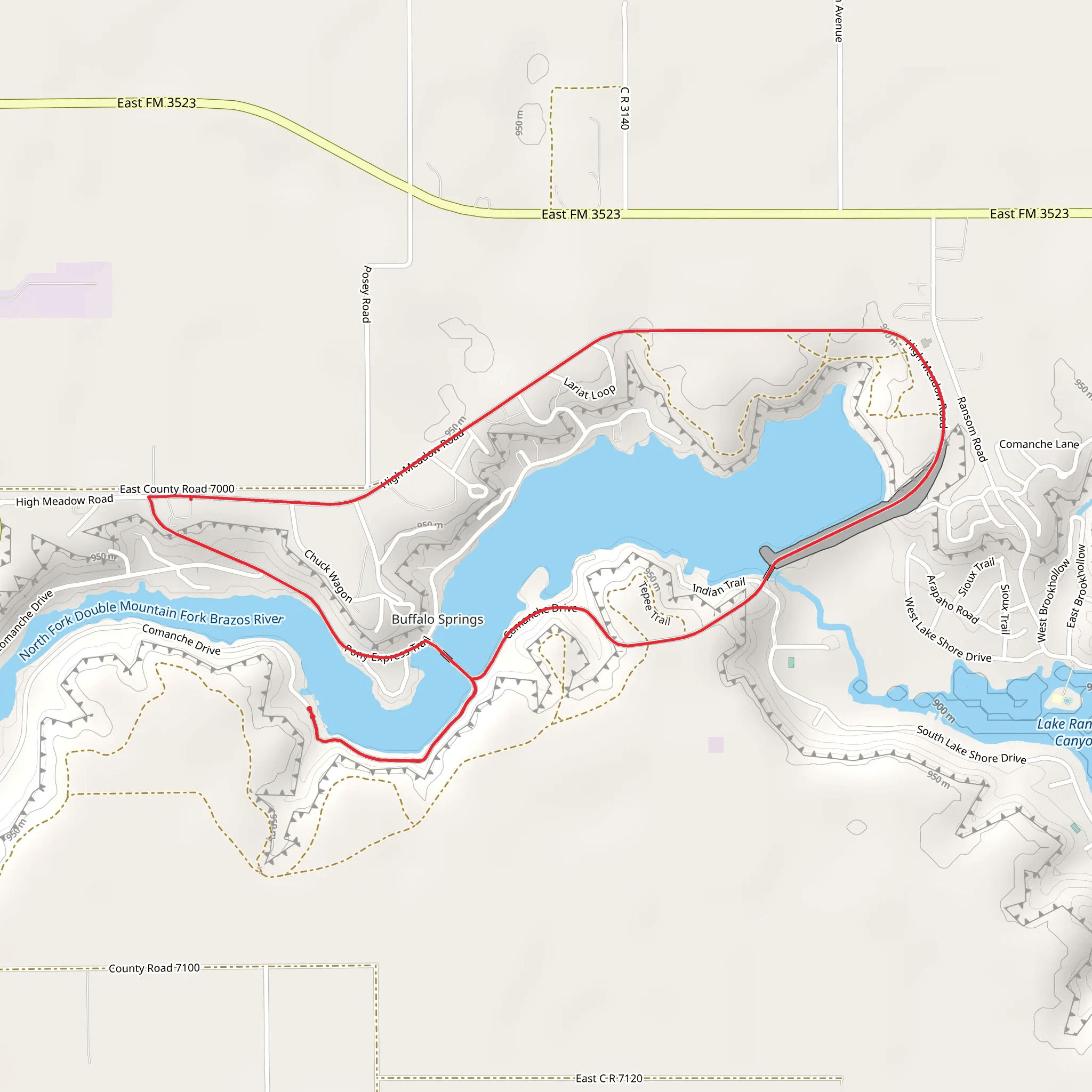 Buffalo Springs Lake Loop mobile static map