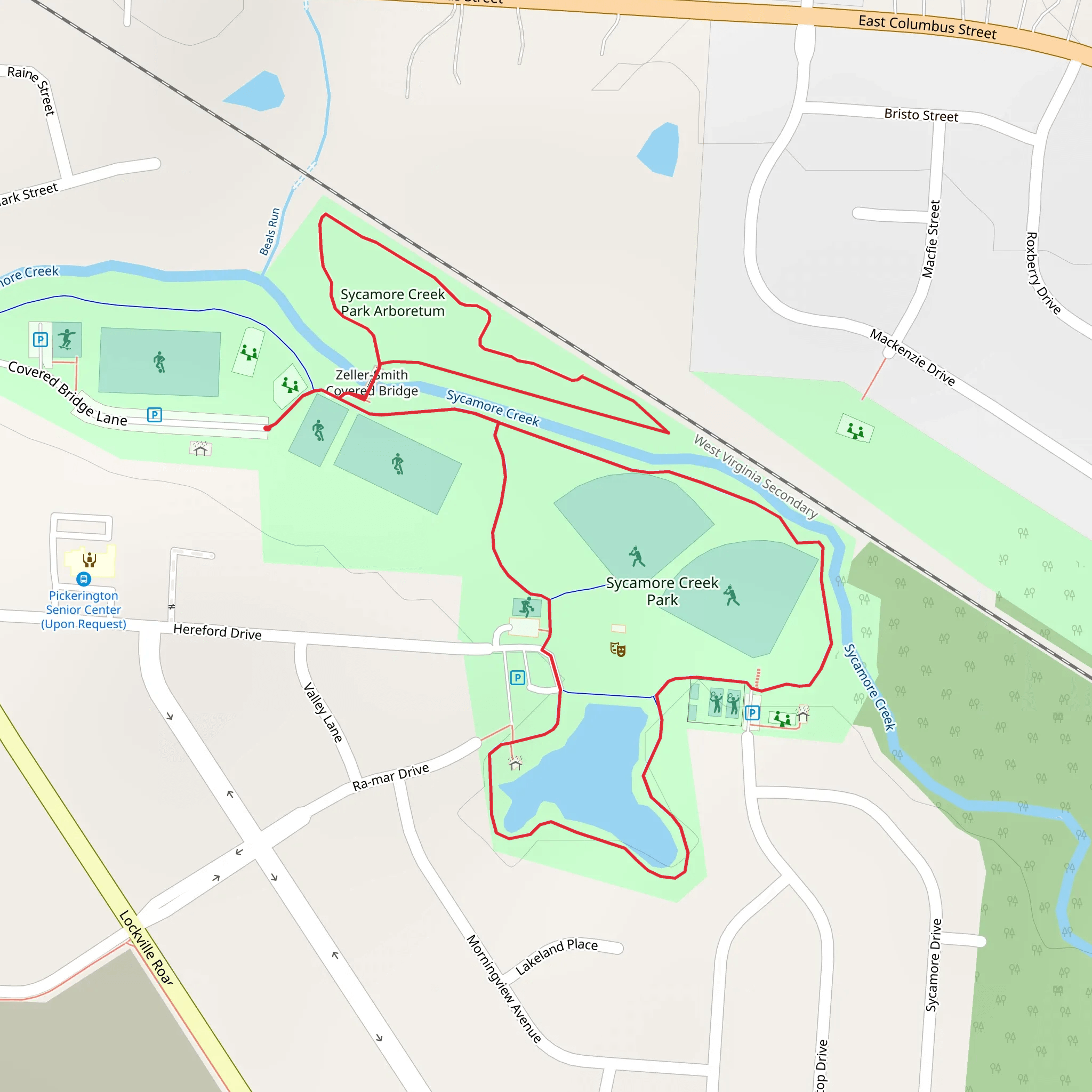 Sycamore Creek Park Arboretum Loop mobile static map