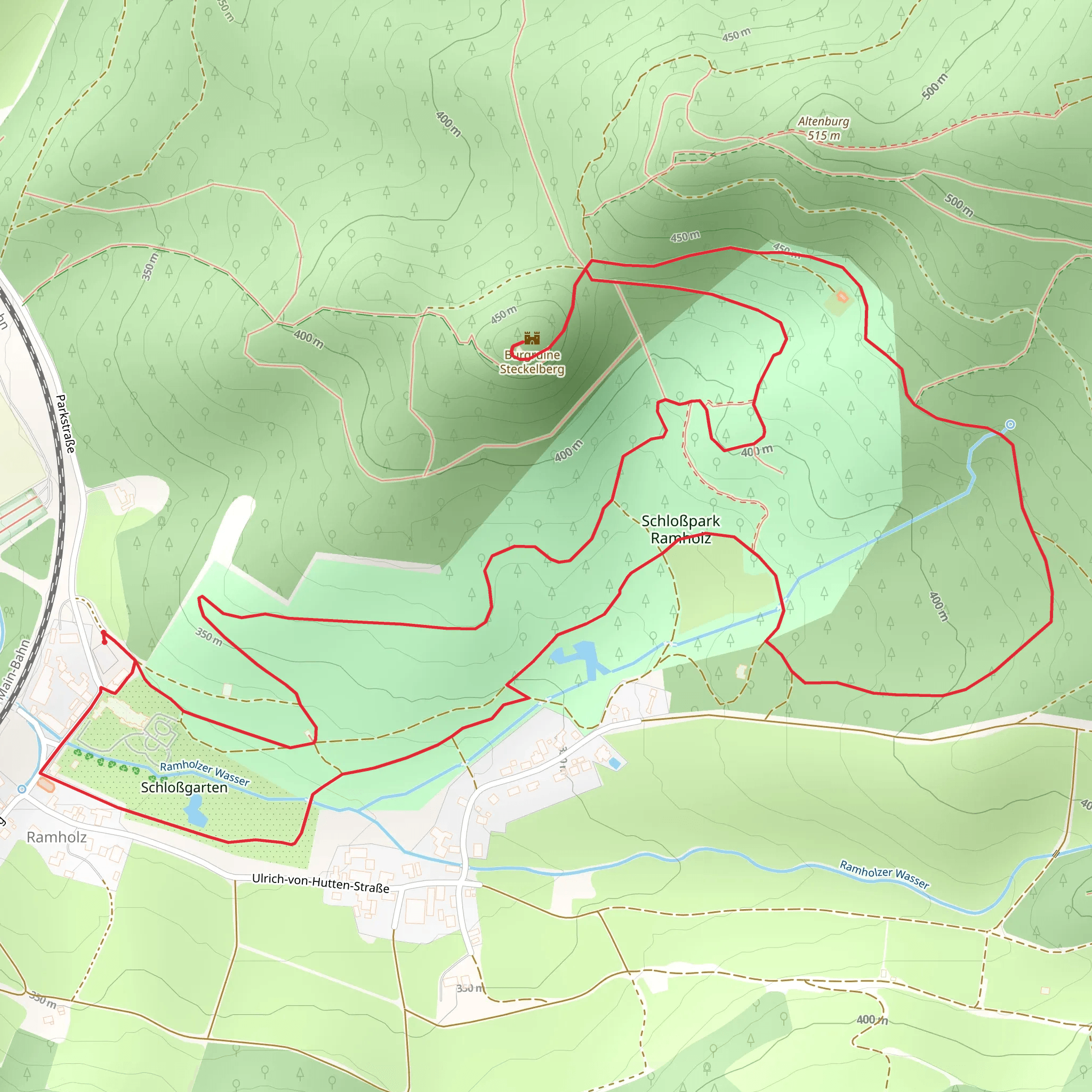 Schloß Ramholz and Steckelberg Castle Loop mobile static map