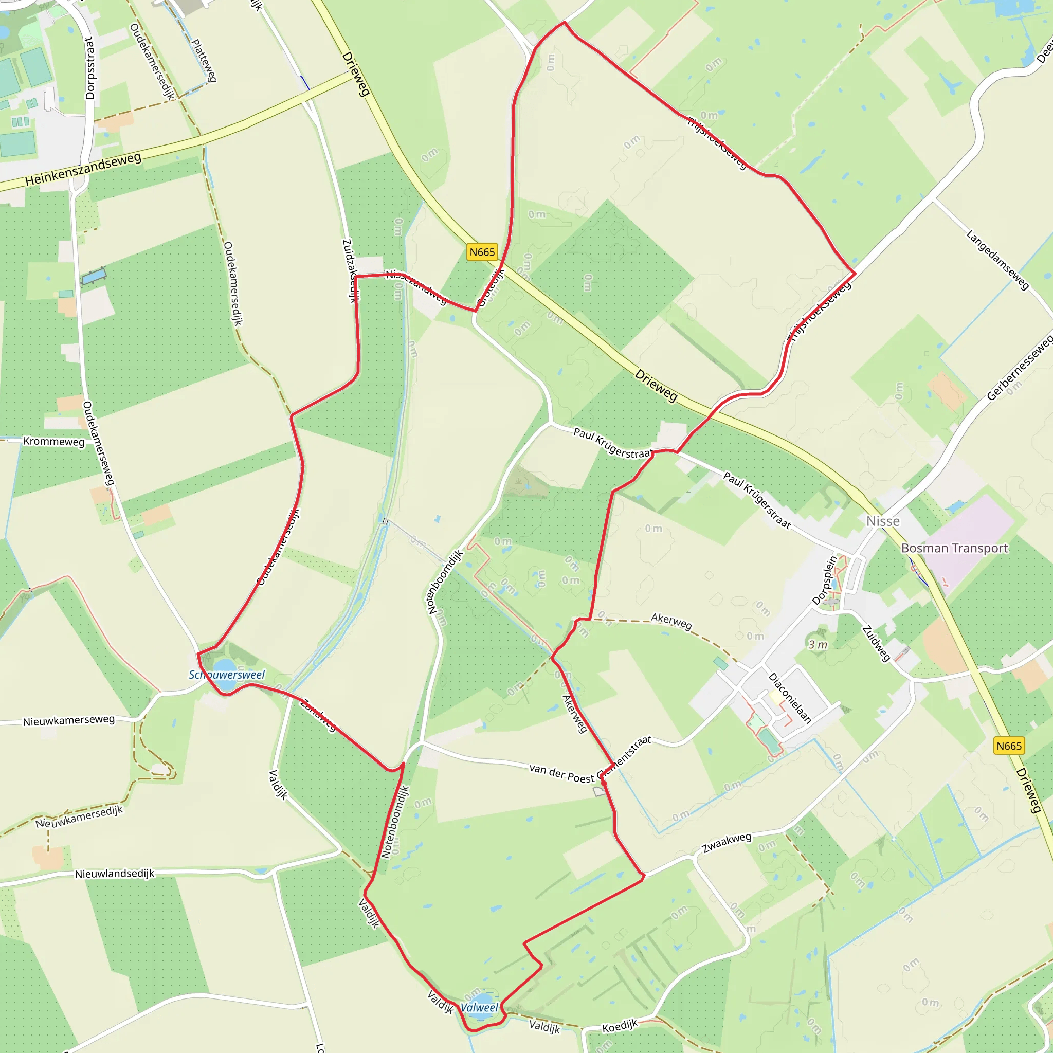 Schouwersweel via Grenslandpad and Thijshoekse Weg mobile static map