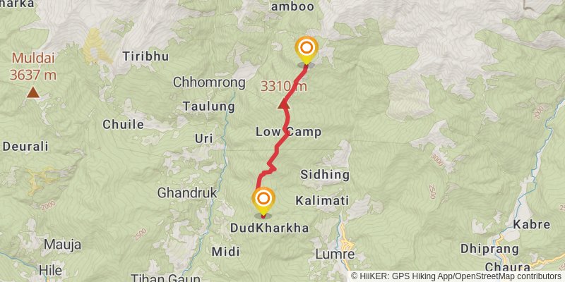 Mardi Himal Trek stage 2 Map