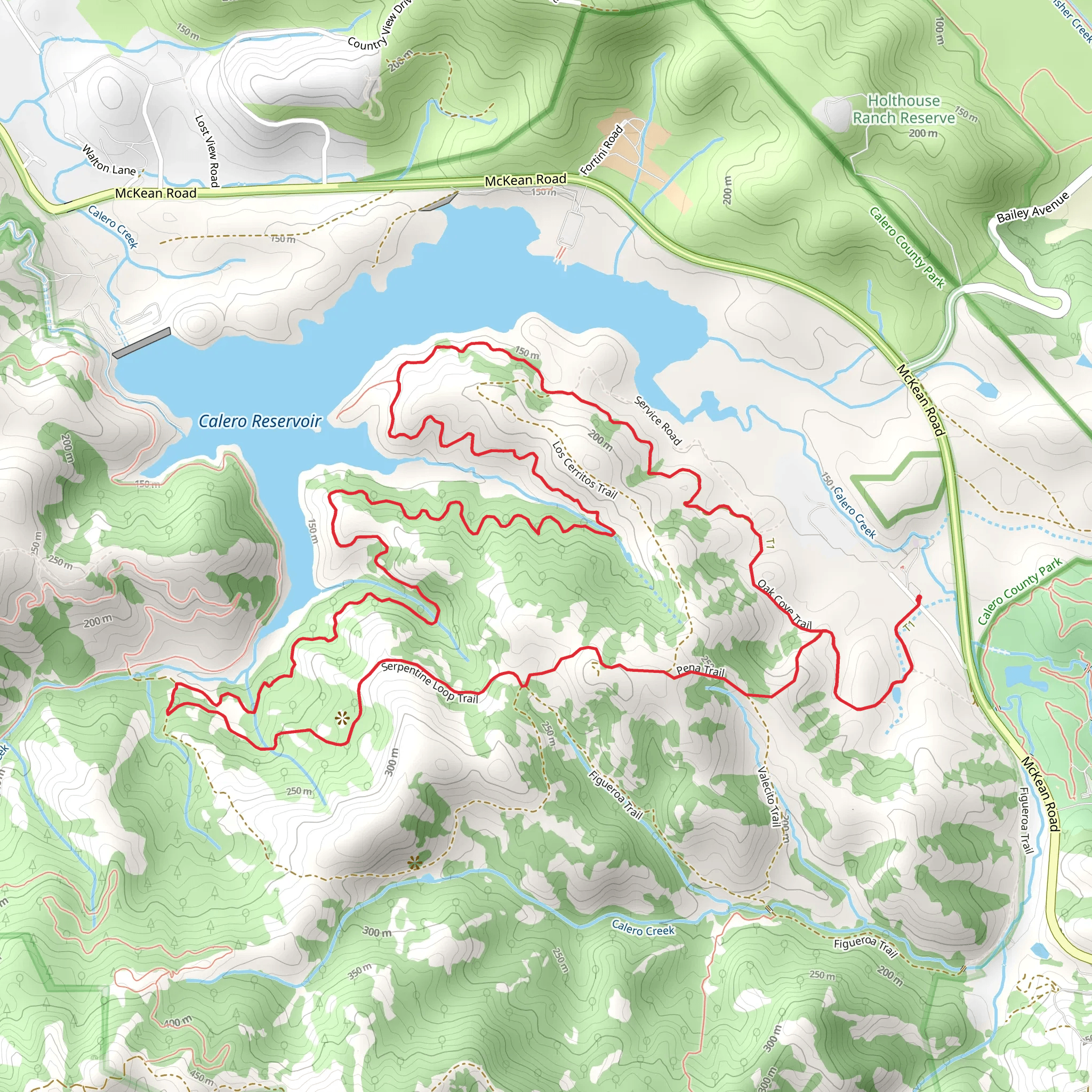 Oak Cove Trail and Serpentine Loop Trail mobile static map