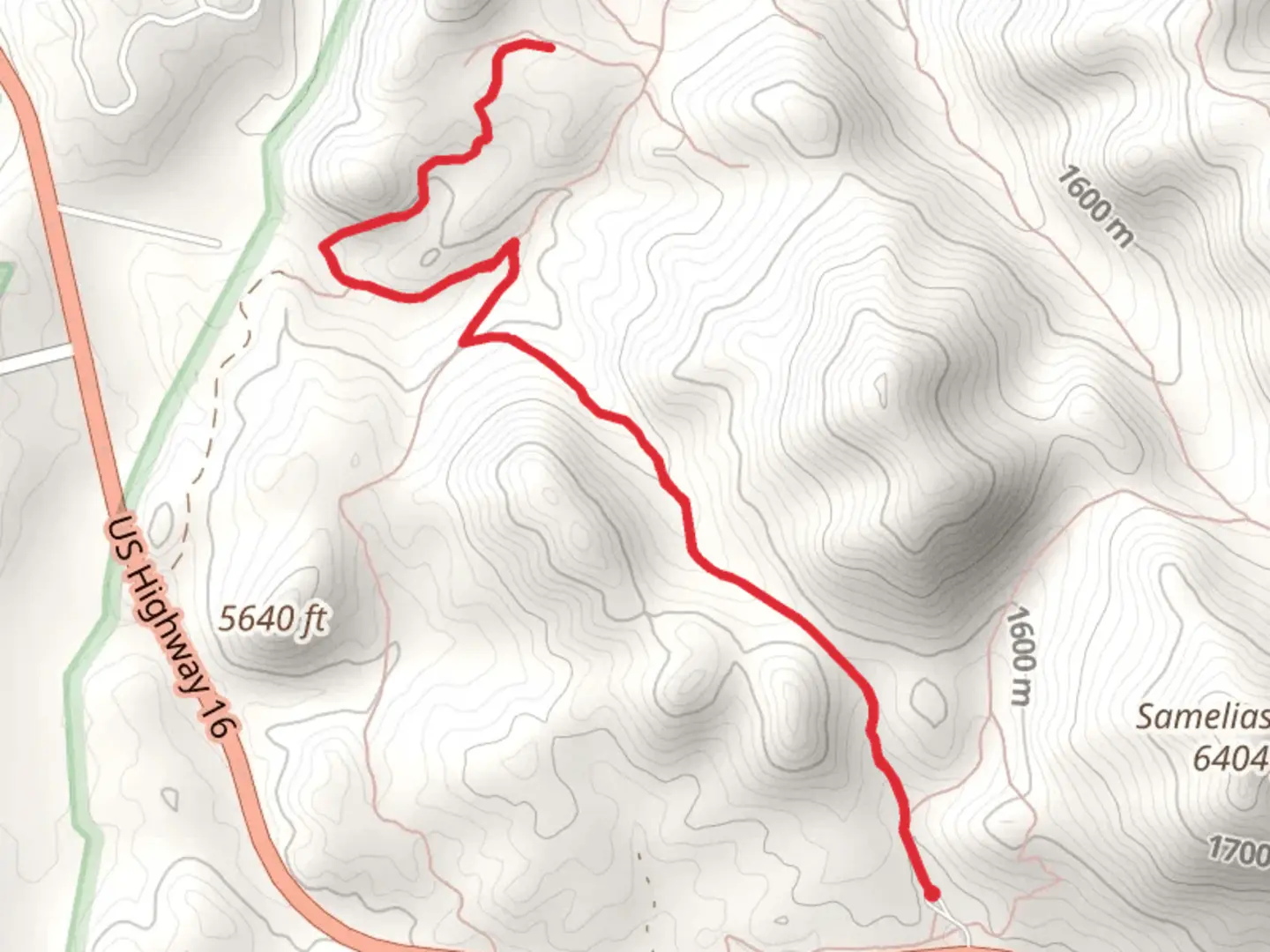 An image depicting the trail Empire Mine from US Highway 16 and its surrounding area.