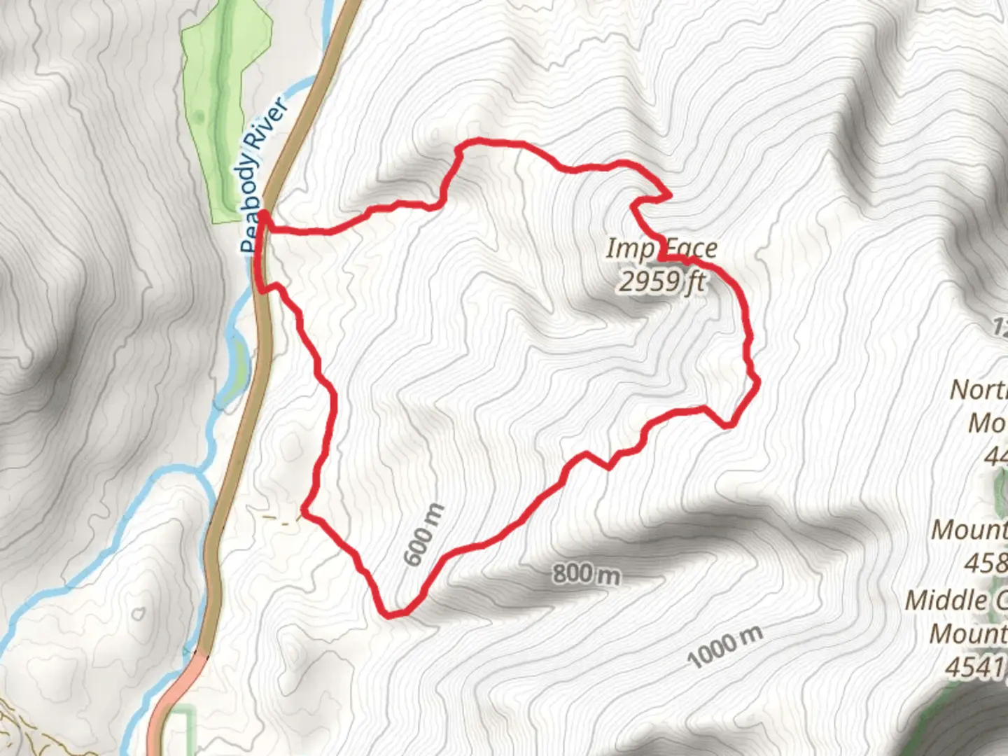 An image depicting the trail Imp Trail Loop and its surrounding area.
