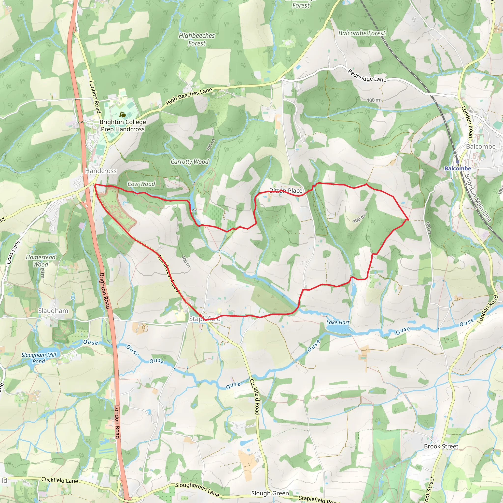 Staplefield and Ditton Place Loop mobile static map