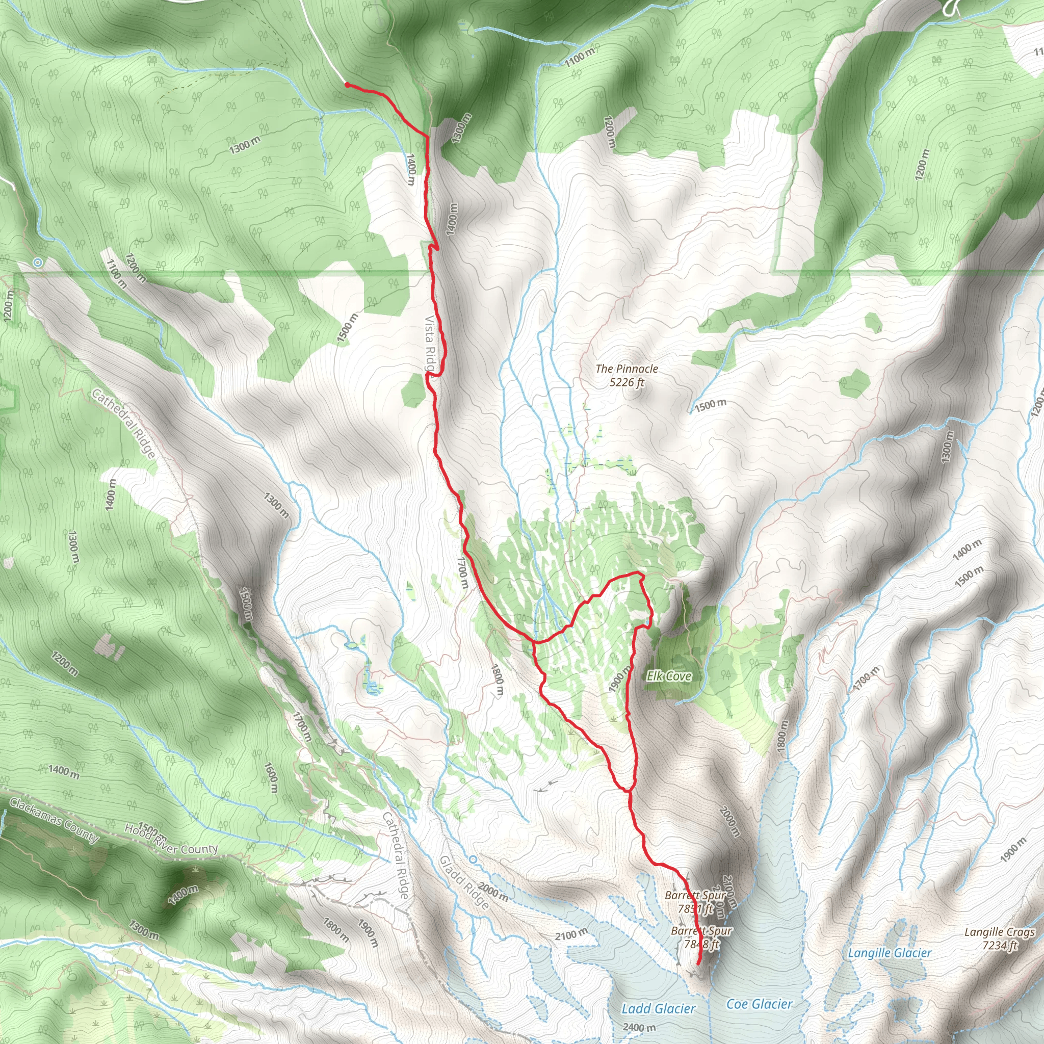 Barrett Spur via Vista Ridge Trail mobile static map