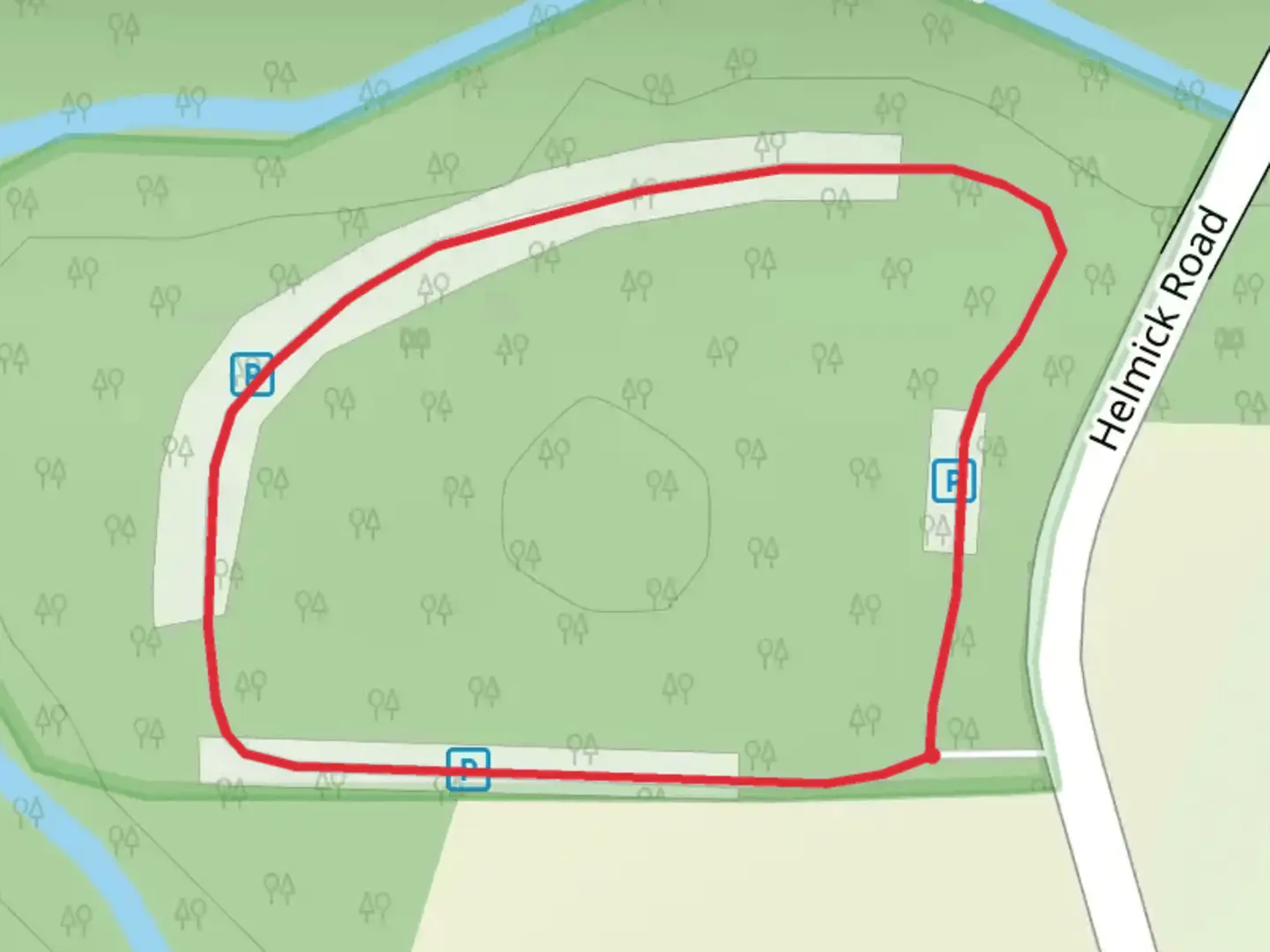 An image depicting the trail Helmick Road Loop and its surrounding area.