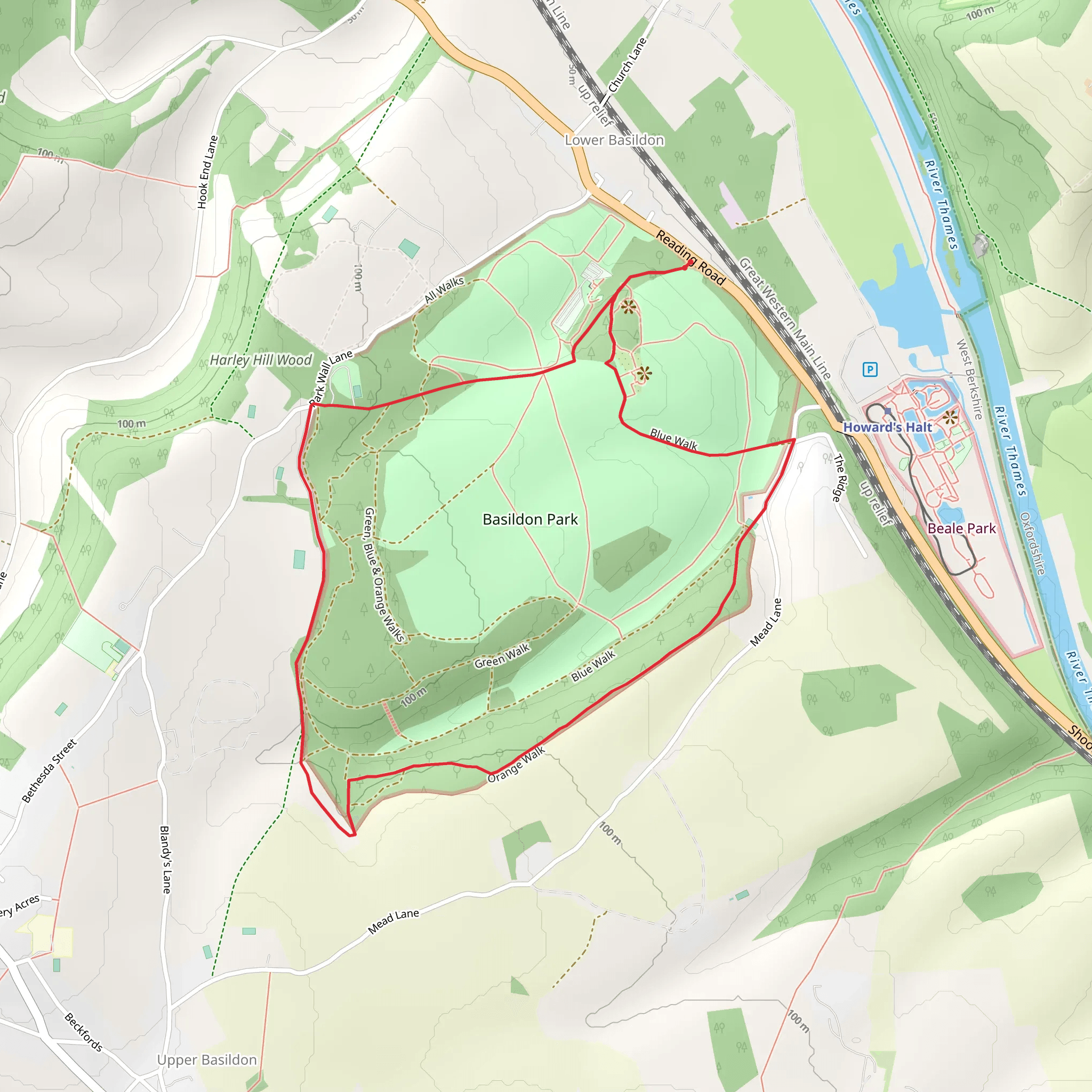 Basildon Park Loop mobile static map