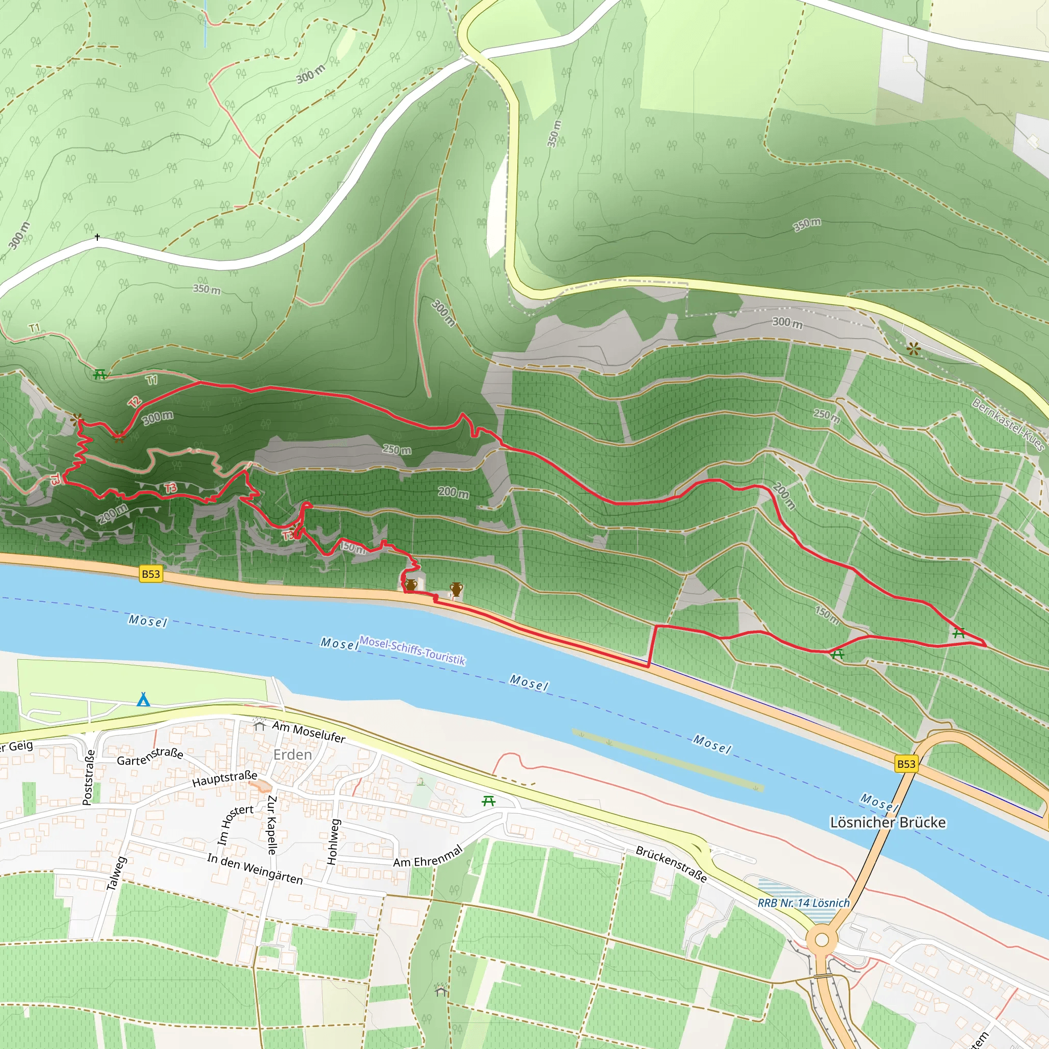Klettersteig Erden via Kletterweg Erdener Treppchen mobile static map