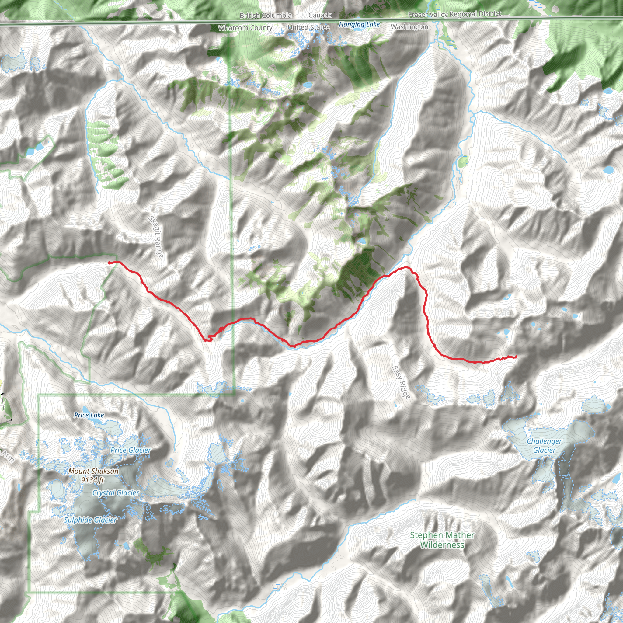 Brush Creek via Hannegan Pass Trail mobile static map