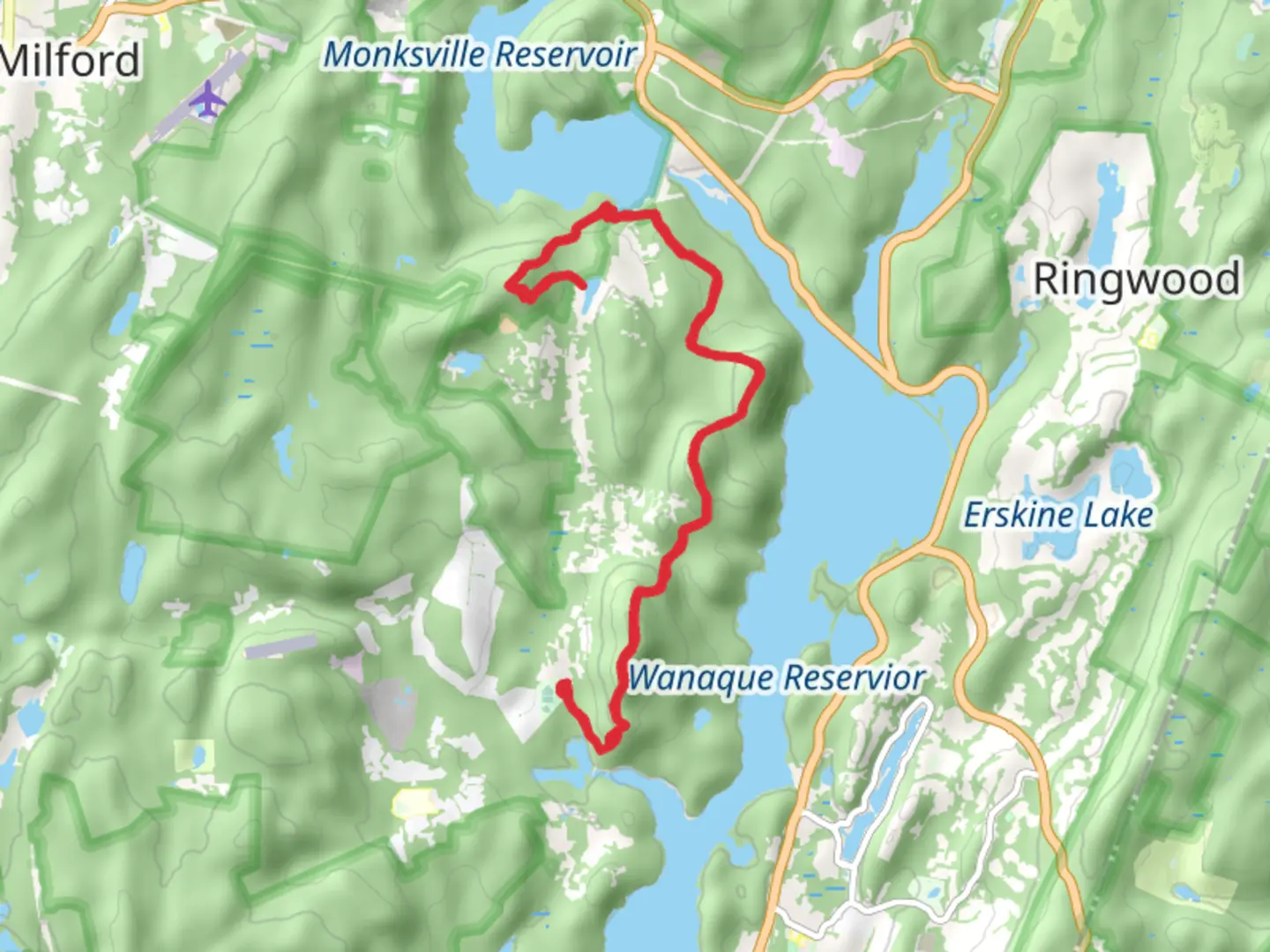 An image depicting the trail Lake Rickonda via Stonetown Circular Trail and its surrounding area.