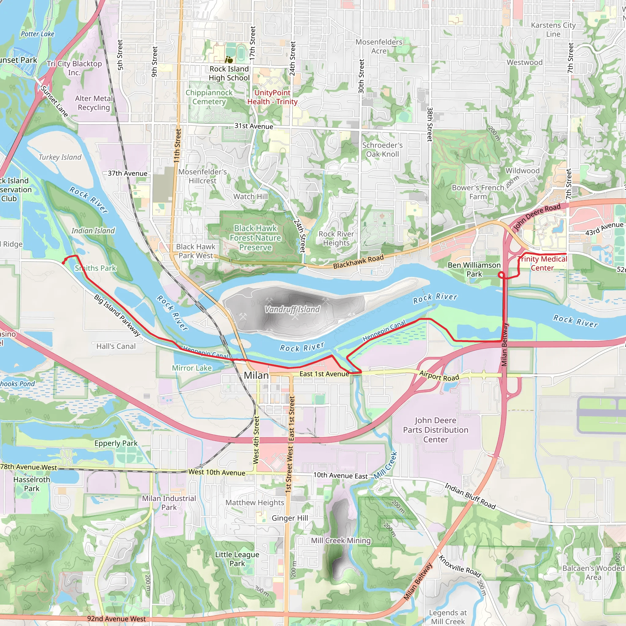 Hennepin Canal and Rock River Walk mobile static map
