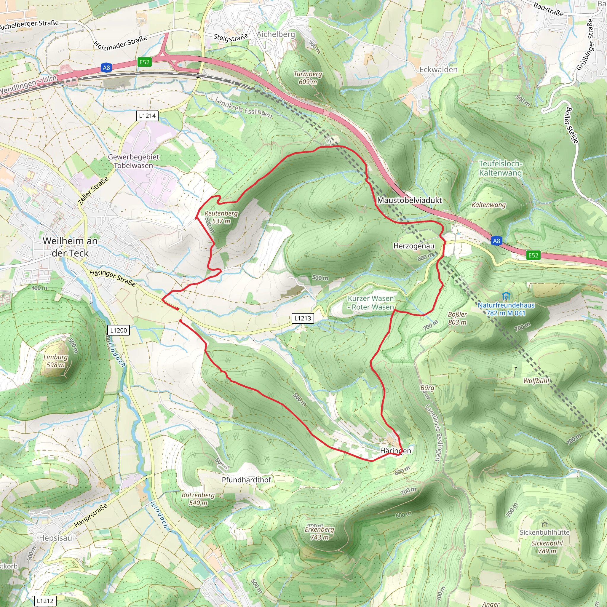 Egenfirst, NSG Biospharengebiet and Wolfscherre Loop mobile static map