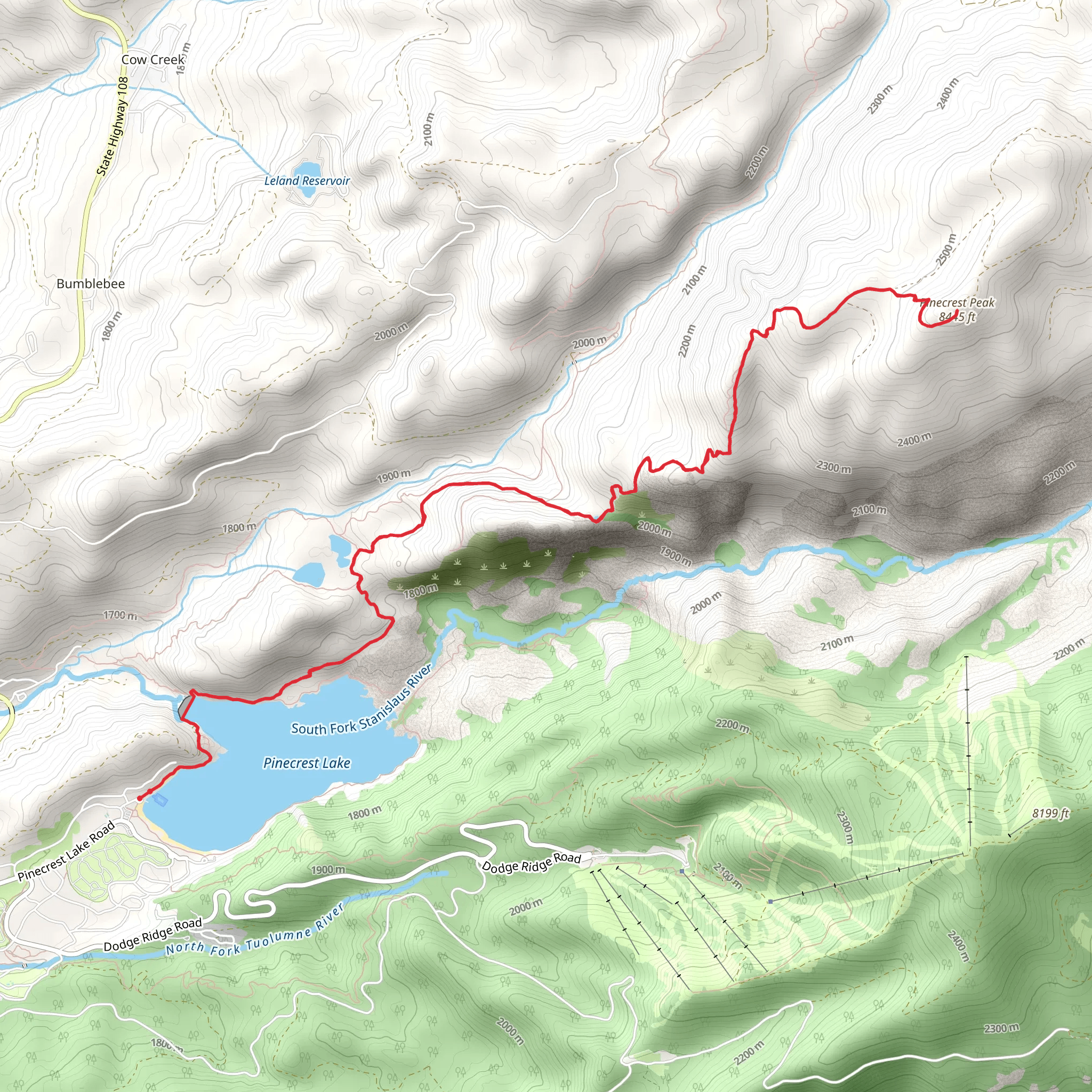 Pinecrest Lake to Pinecrest Peak Trail mobile static map