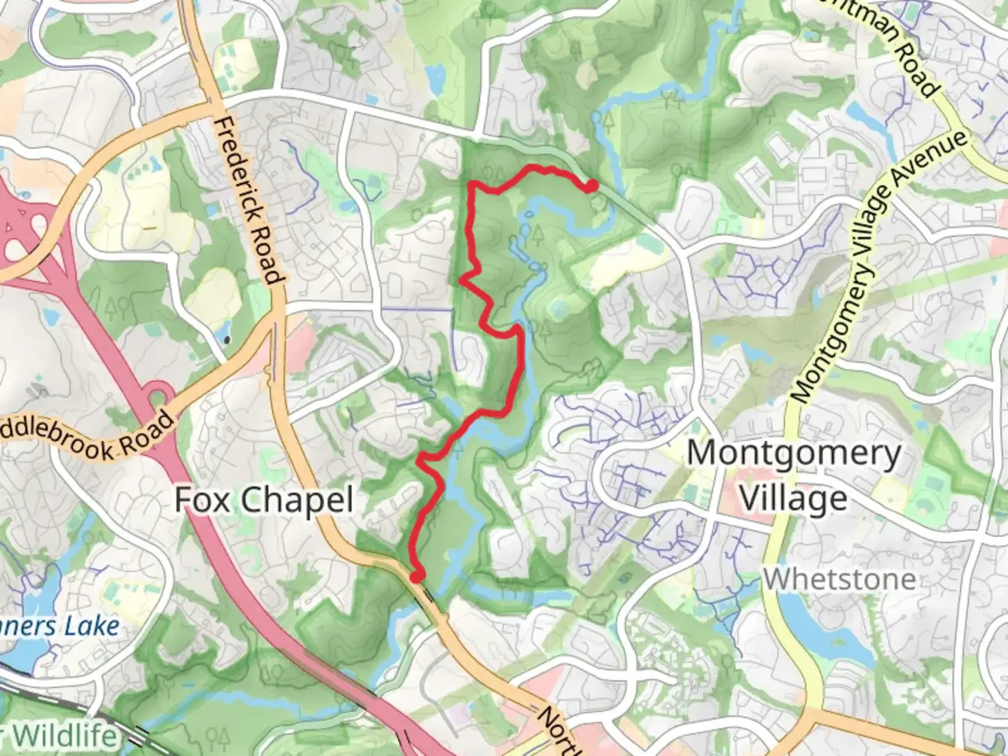 An image depicting the trail Seneca Creek Greenway - Watkins Mill Road and its surrounding area.