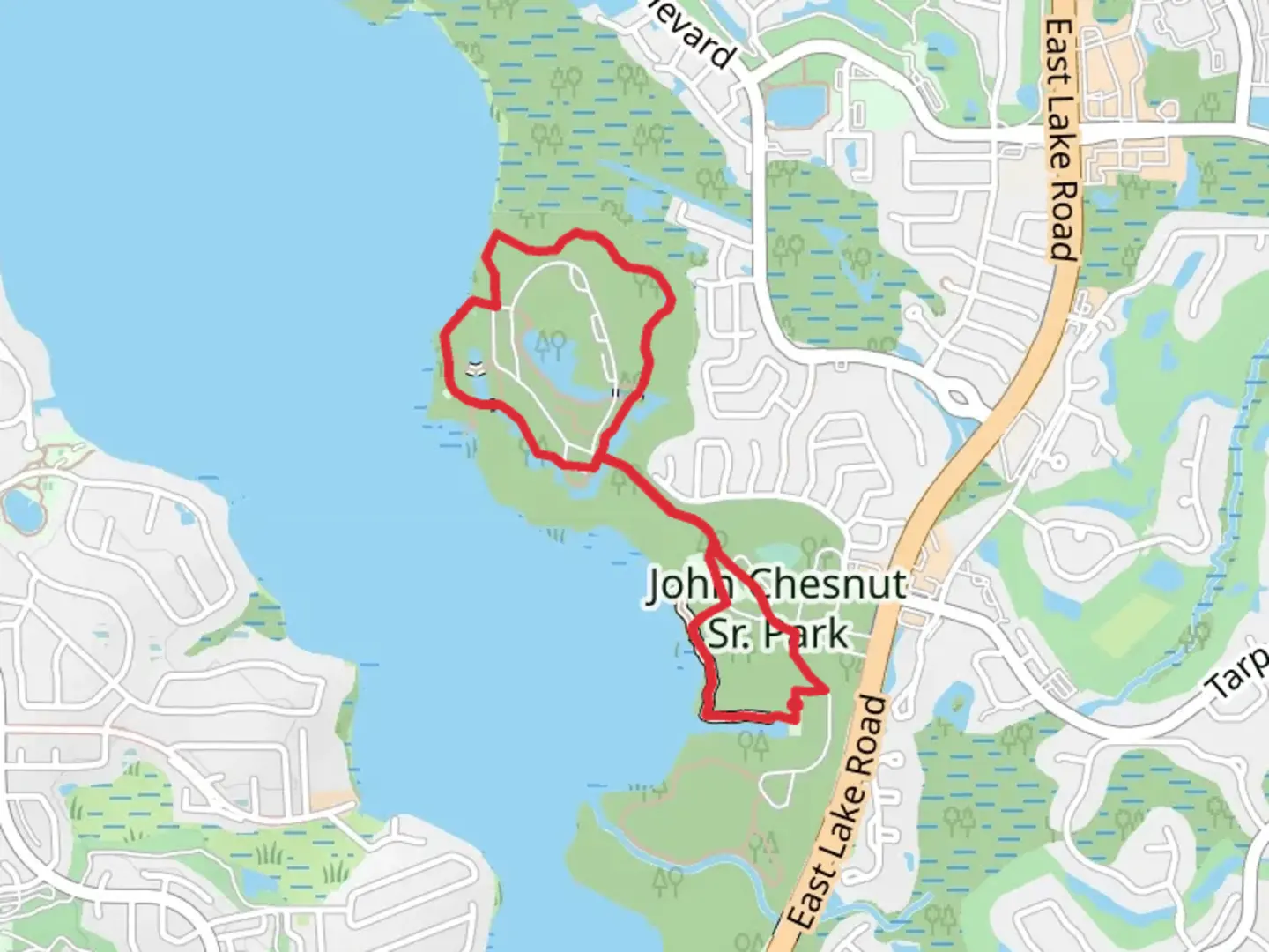 An image depicting the trail John Chestnut Sr Park Loop and its surrounding area.