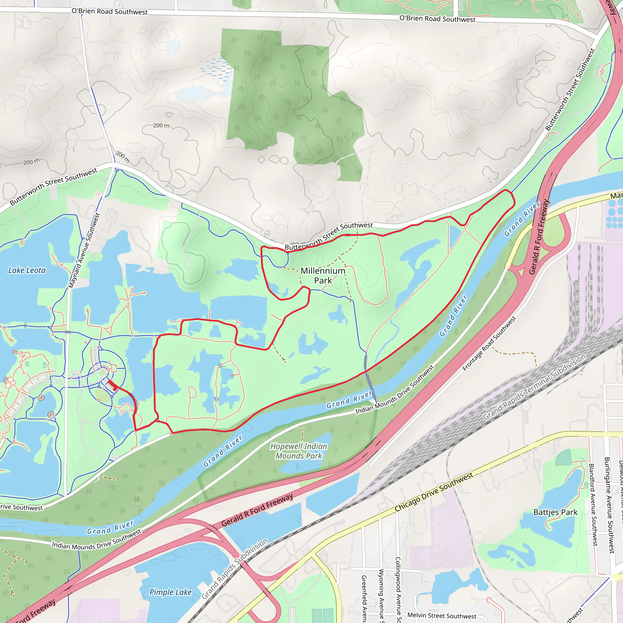 The Universal Boardwalk, South Standale Trail and Kent Trails mobile static map