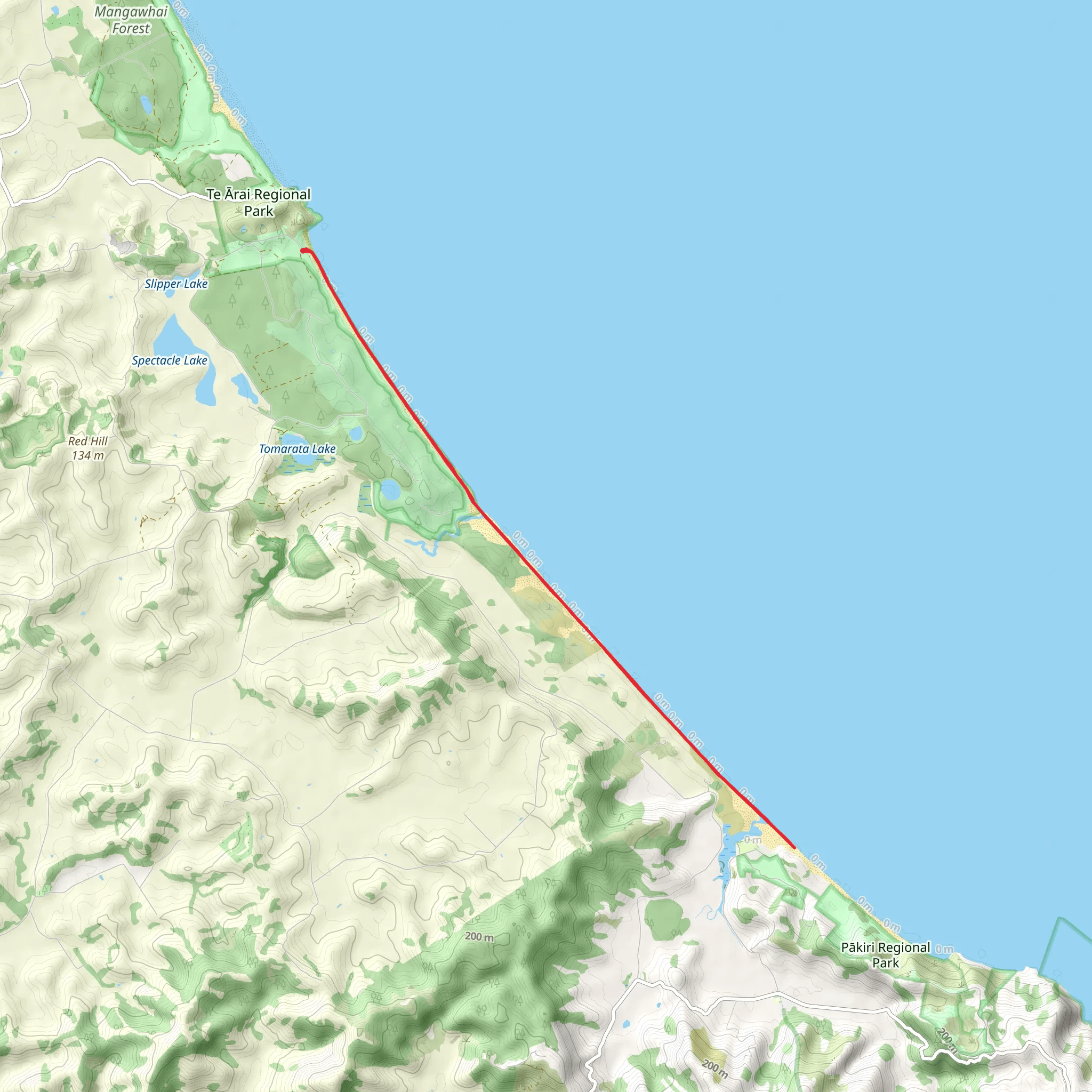 Pakiri Beach Track mobile static map
