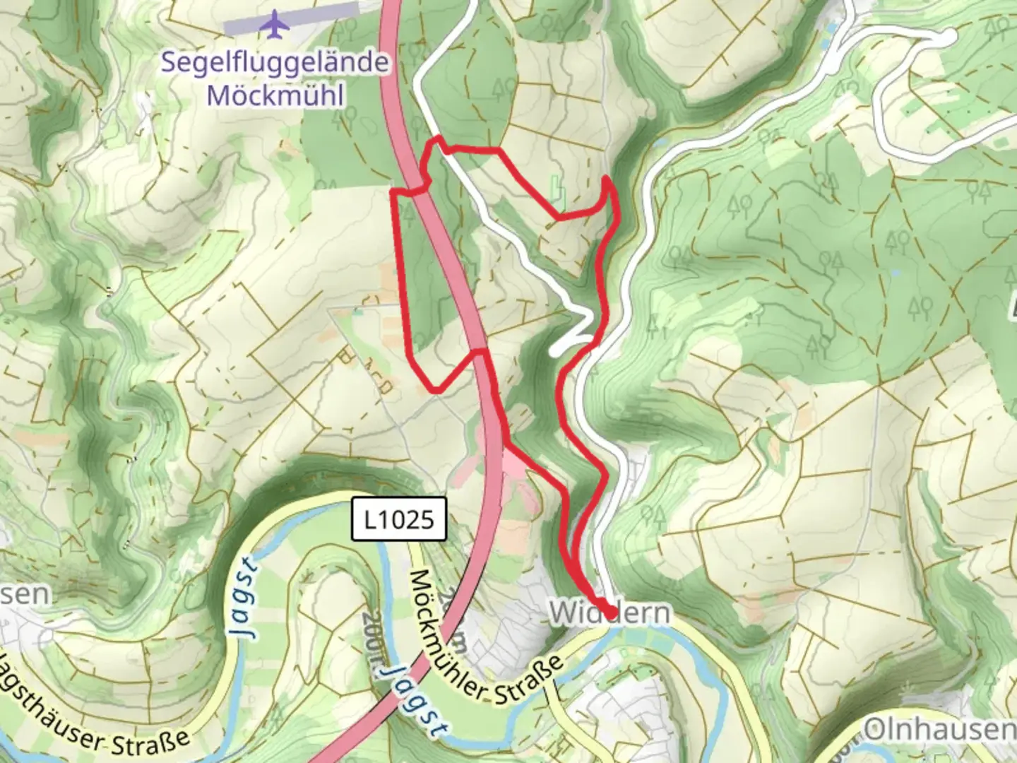 An image depicting the trail Kulturwanderweg Jagst and Jagsthausen Widdern Loop and its surrounding area.