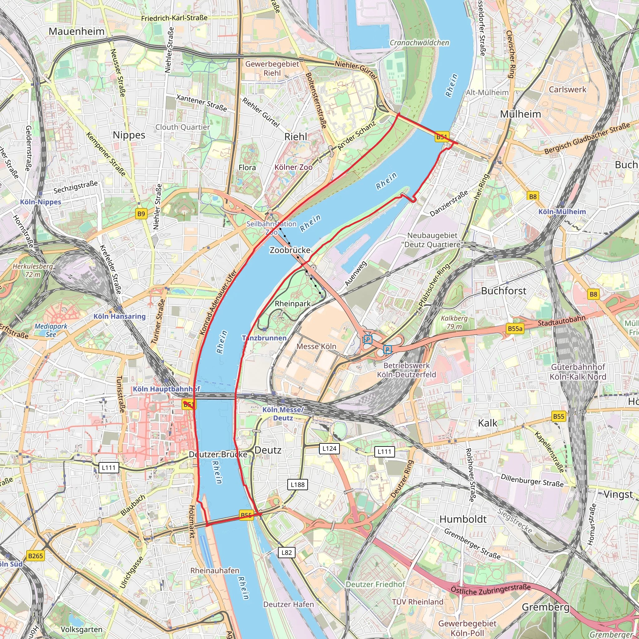 Rhein va Kennedy Ufer and Trankgassenwerft mobile static map