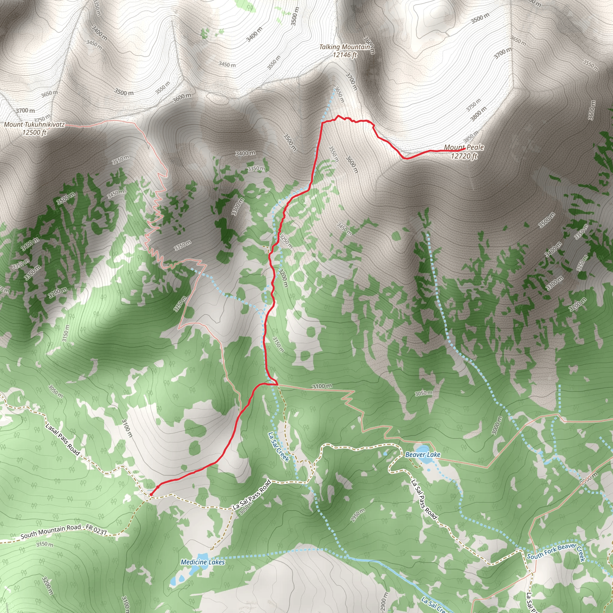 Mount Peale Trail mobile static map