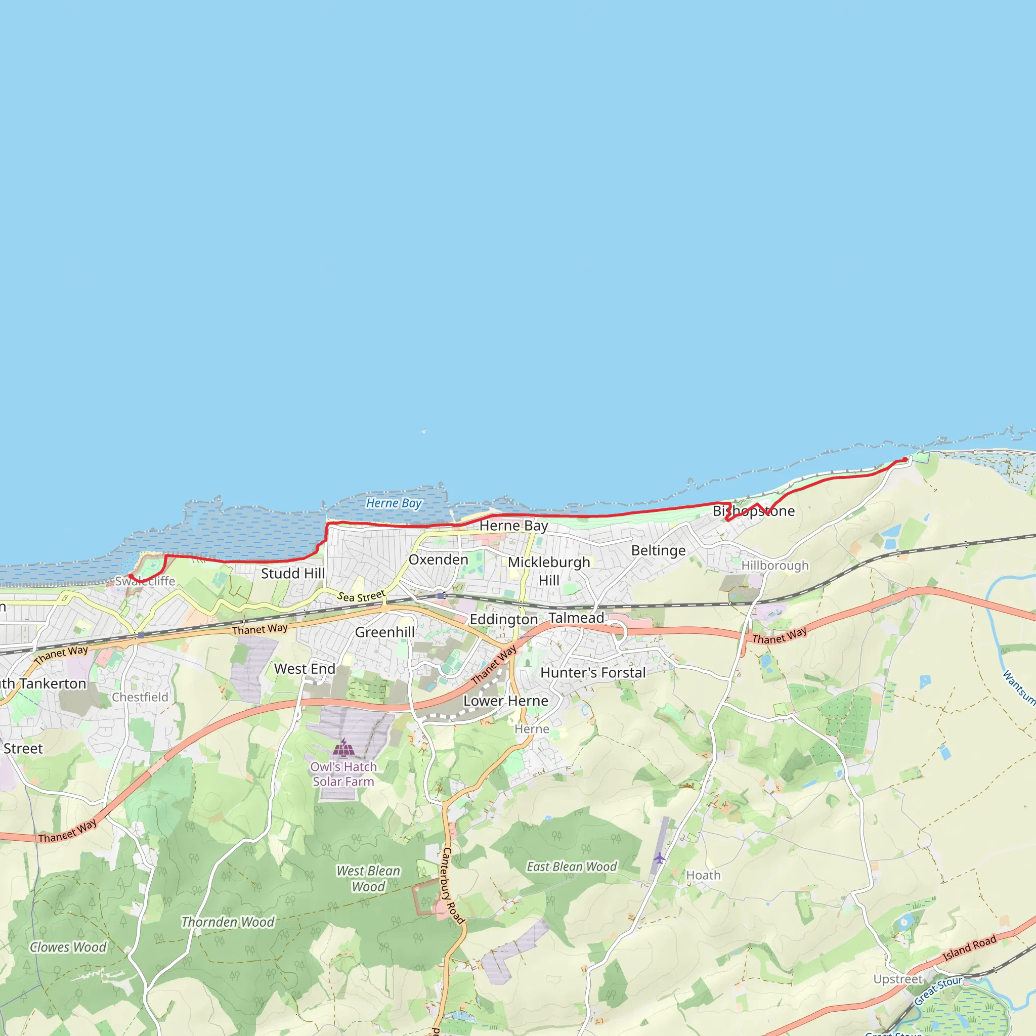 Reculver to Swalecliffe Walk mobile static map