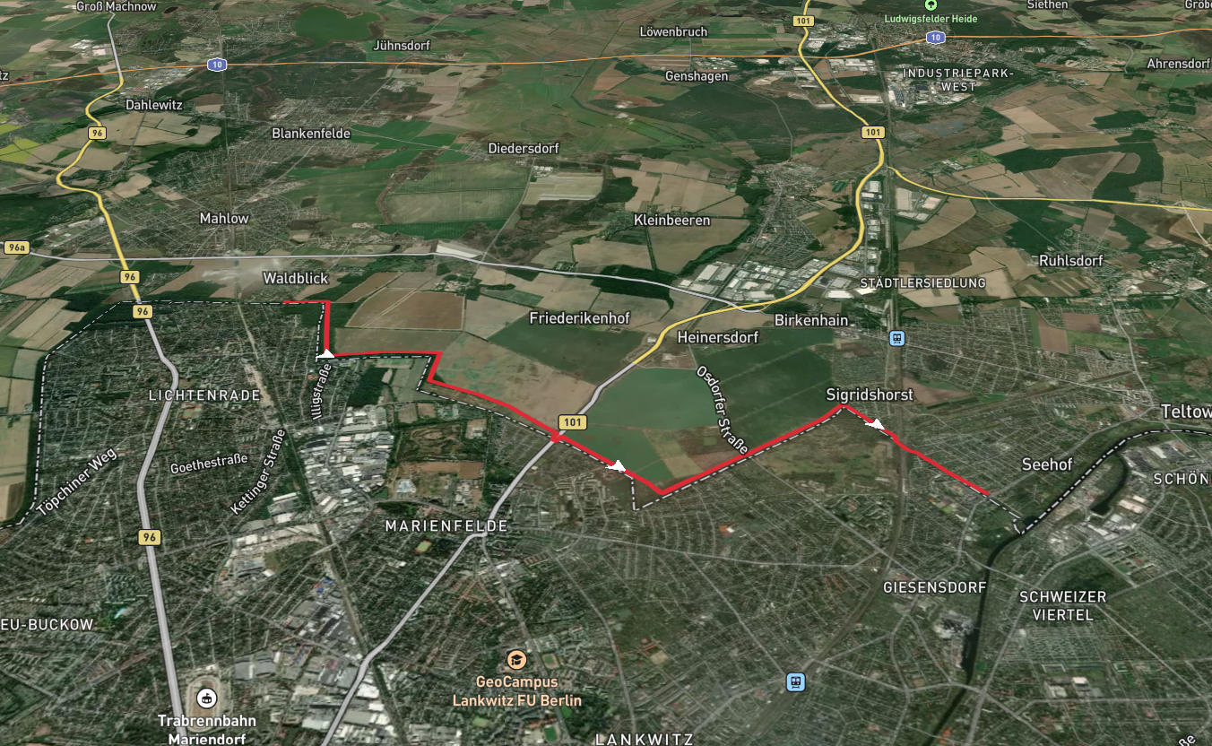 Waldblick to Lichterfelde Sued via Teltower Doerferweg