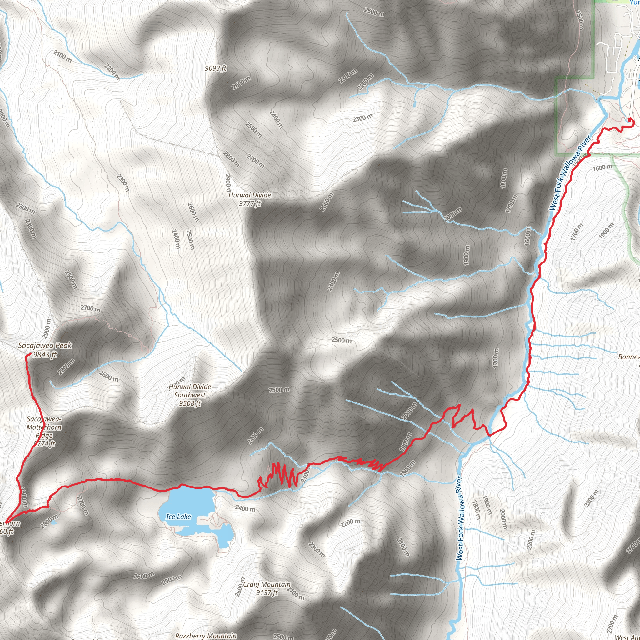 Ice Lake, Matterhorn and Sacajawea Peak via Ice Lake Trail mobile static map