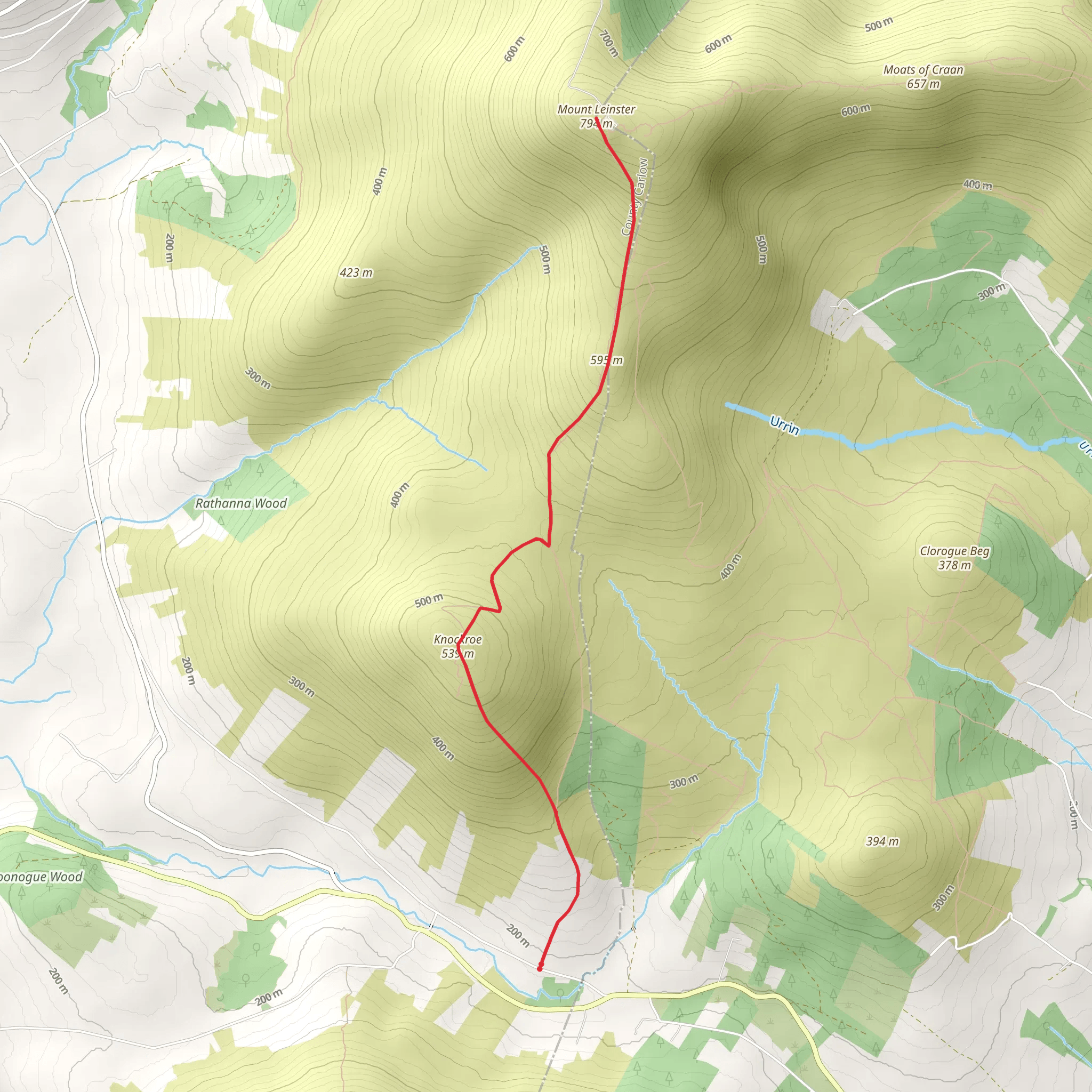 Knockroe - Mount Leinster Walk mobile static map