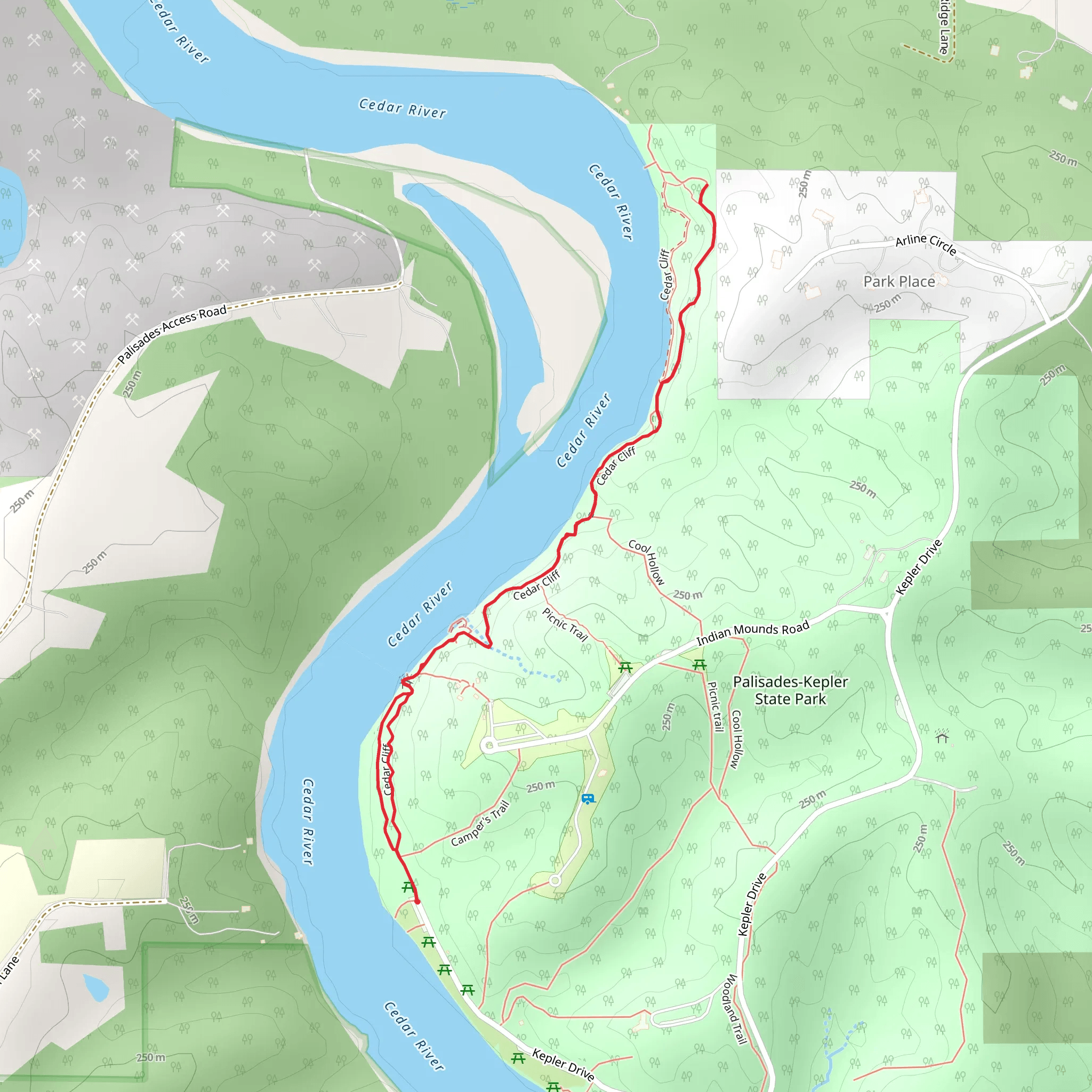 Cedar River via Cedar Cliff mobile static map