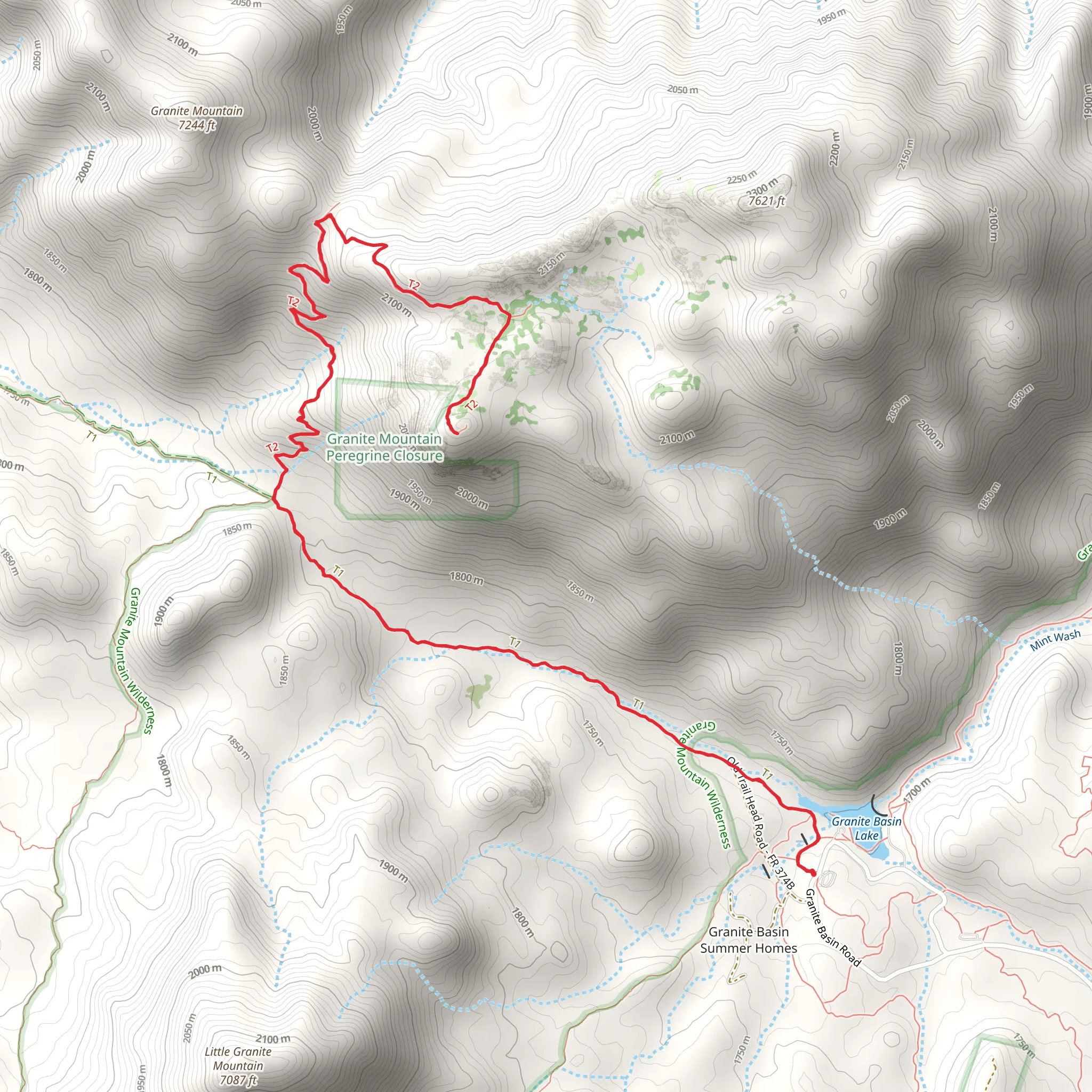 Granite Mountain Trail mobile static map
