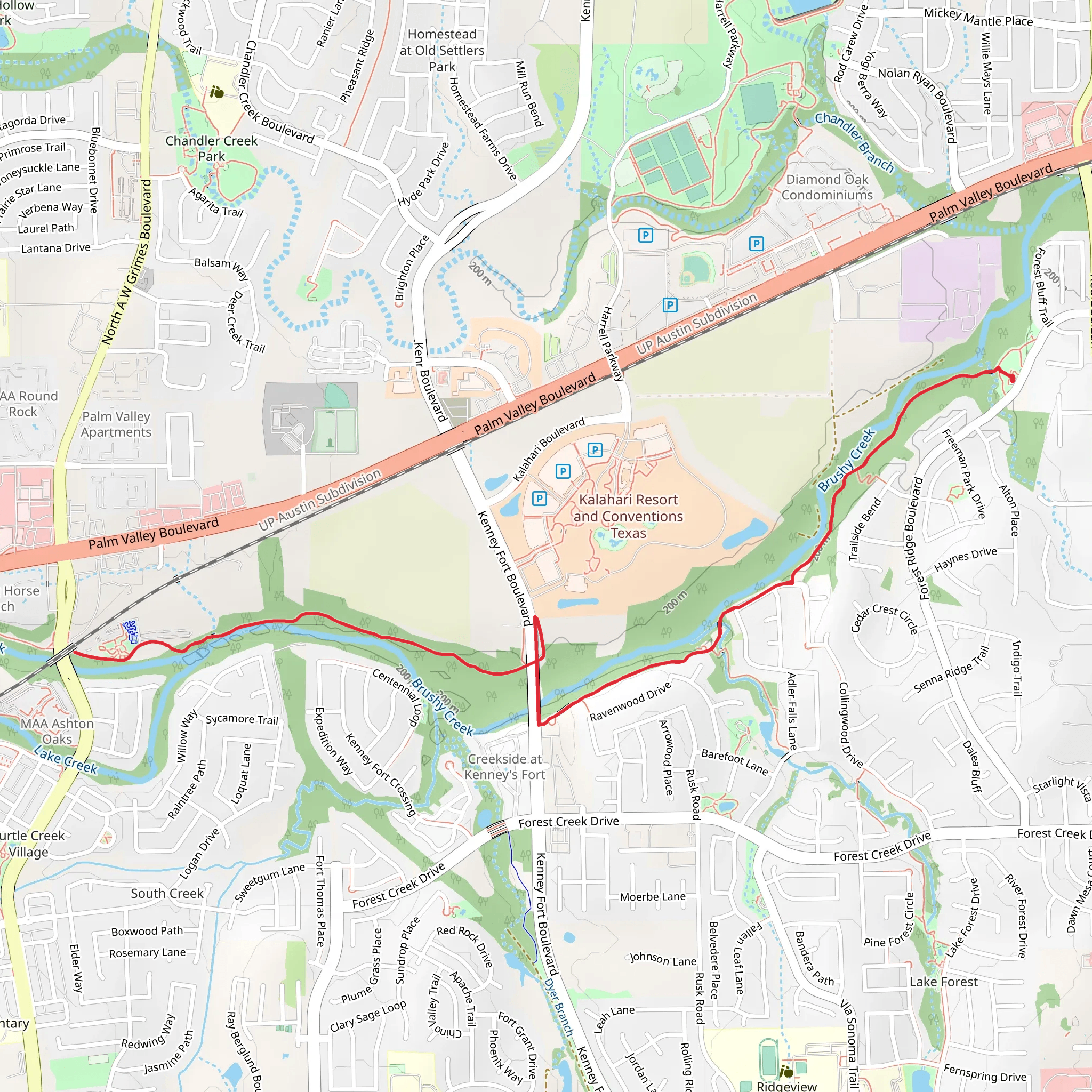Brushy Creek Trail mobile static map