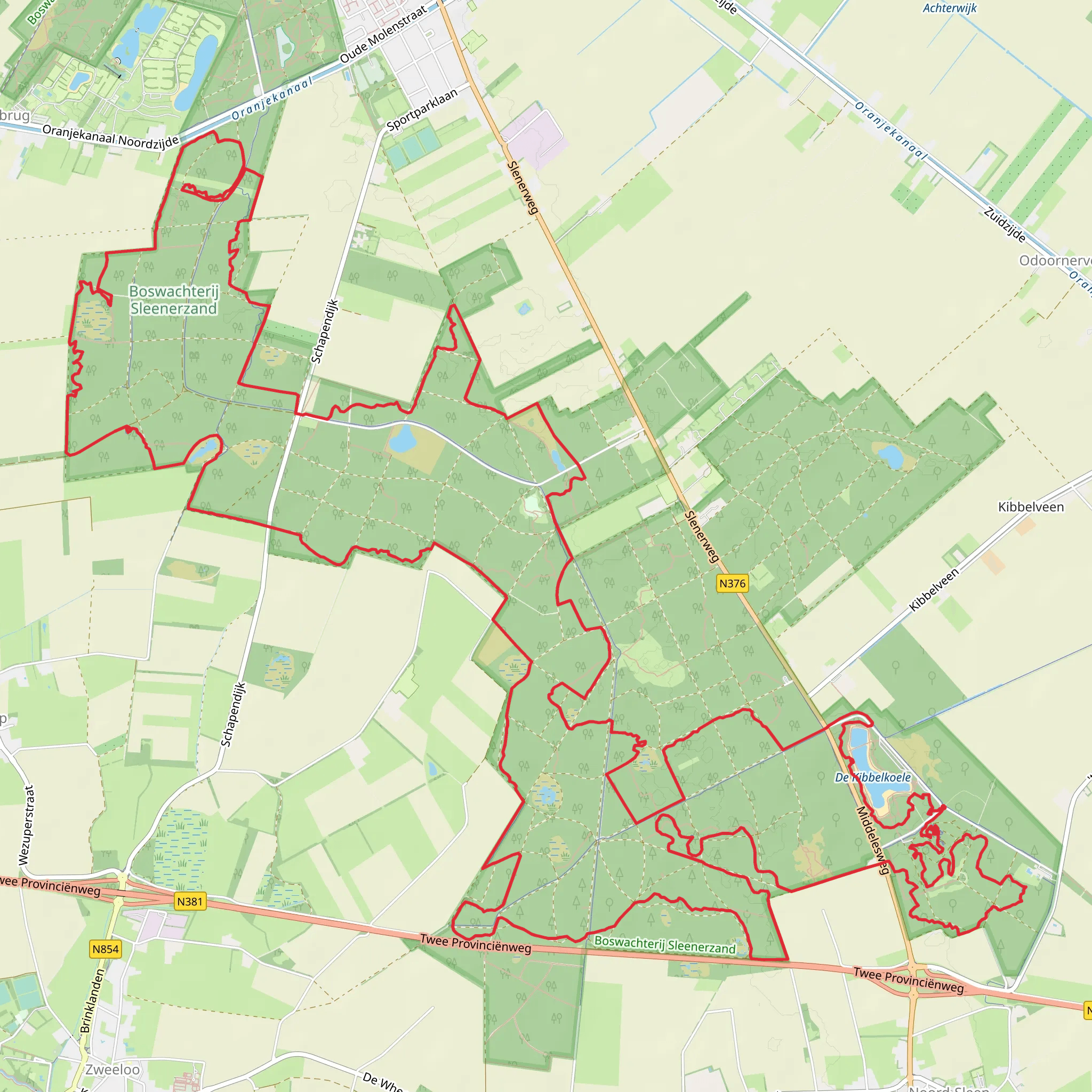 Kibbelkoele and Boswachterij Sleenerzand Loop mobile static map